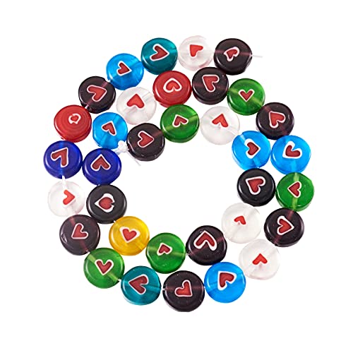 Mixed Colors, Flat Round with Heart