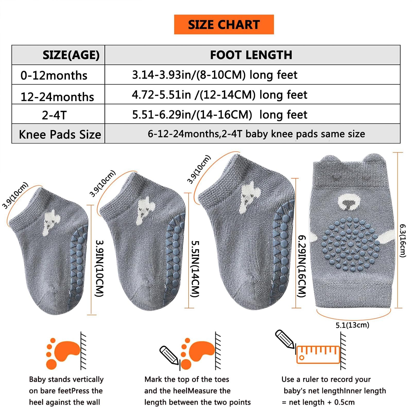 Unisex Baby Knee Pads with Non-Slip Socks - Soft Protective Crawling Gear for Infants & Toddlers - Essential Baby Walker Accessories for Safe Floor Play & Learning to Walk