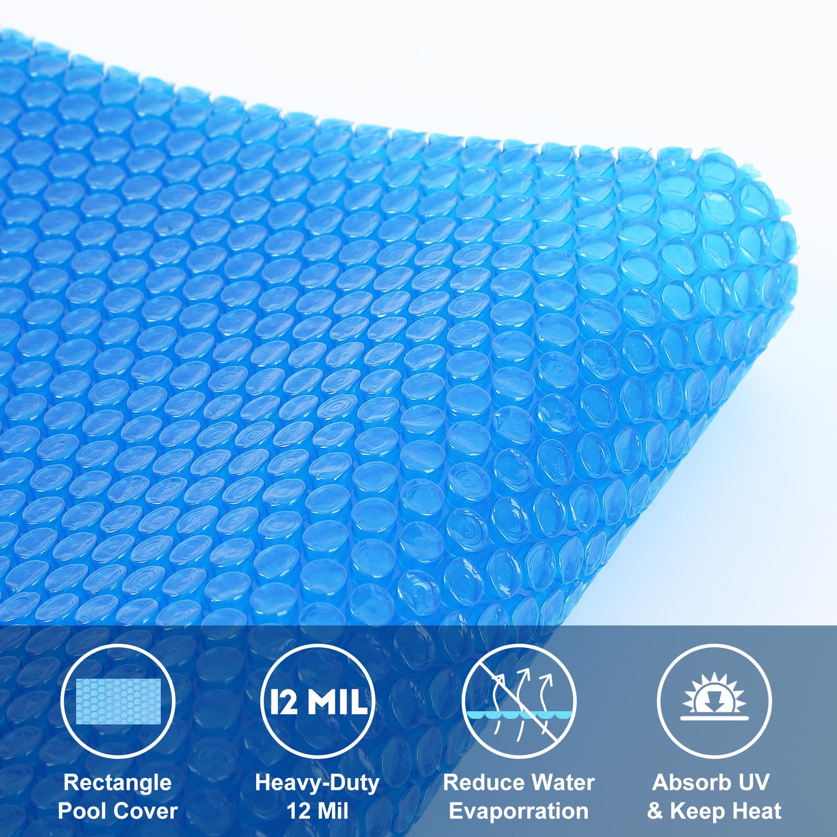 GARVEE 18x36 Solar Pool Cover for Inground & Above Ground Pools - 12Mil Rectangle Sun Heater, Heat Retaining Blanket for Swimming Pools (Blue, 18ft x 36ft) | Extend Swimming Season & Reduce Water Evaporation