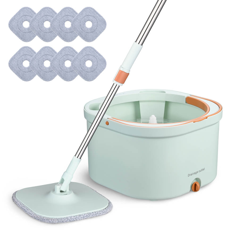 TheLAShop Spin Mop Bucket Set - 8 Microfiber Mop Pads for Deep Cleaning Floors | Easy Wringing System | Perfect for Hardwood, Tile & Laminate Floors | Home & Kitchen Cleaning Essential