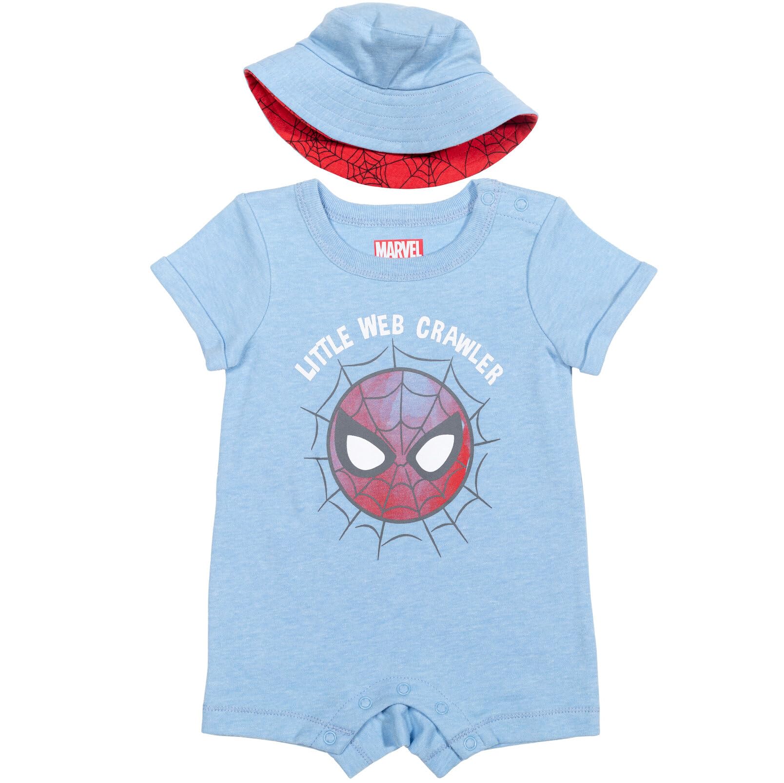 Marvel Spider-Man Baby Romper & Sun Hat Set - Newborn to 12 Months | Cute Superhero Outfit for Boys & Girls | Perfect for Playtime, Photo Shoots & Birthday Parties