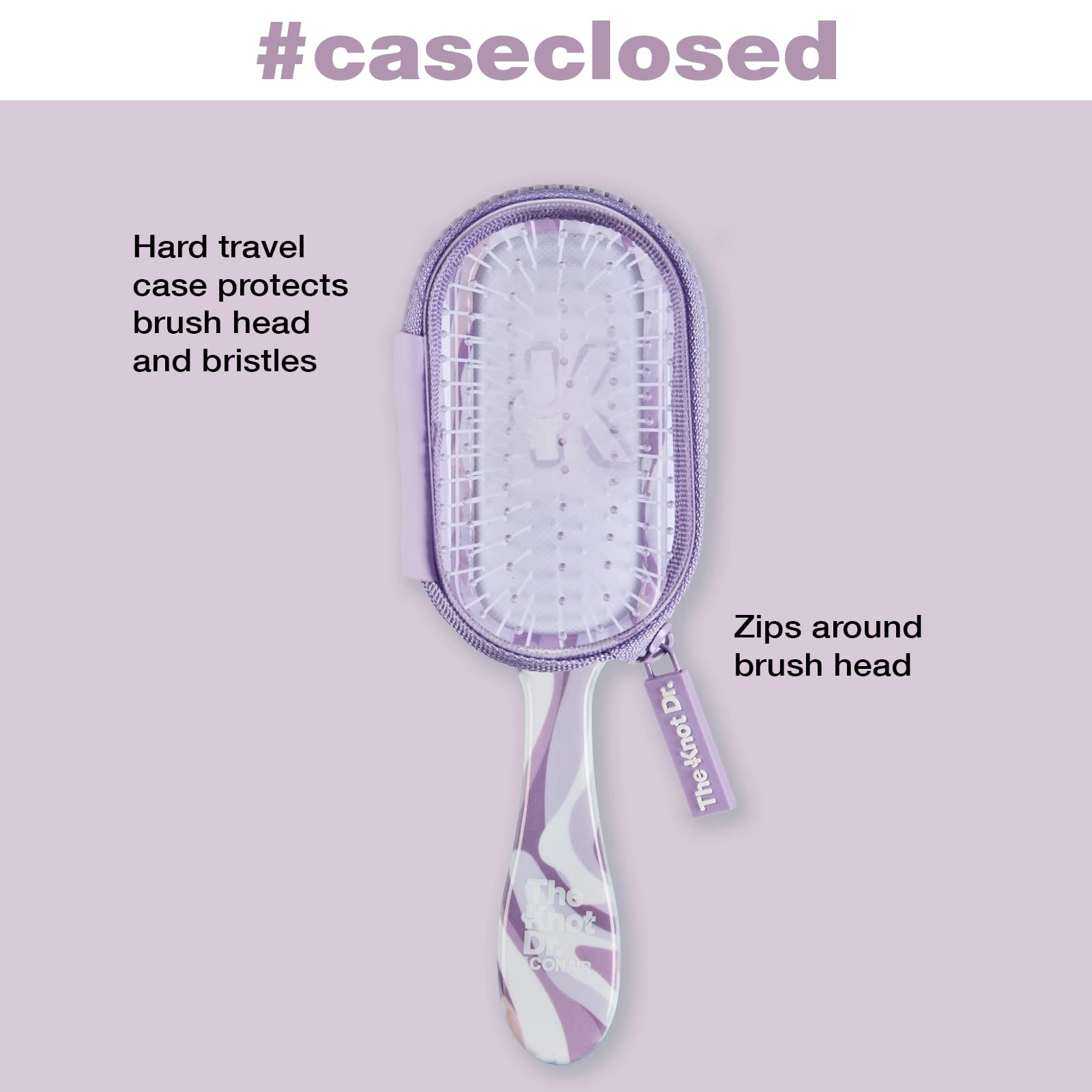 Conair The Knot Dr. Detangling Hair Brush for Wet & Dry Hair - Purple Travel Brush for Knot & Tangle Removal - Perfect for Home, Travel & Salon Use