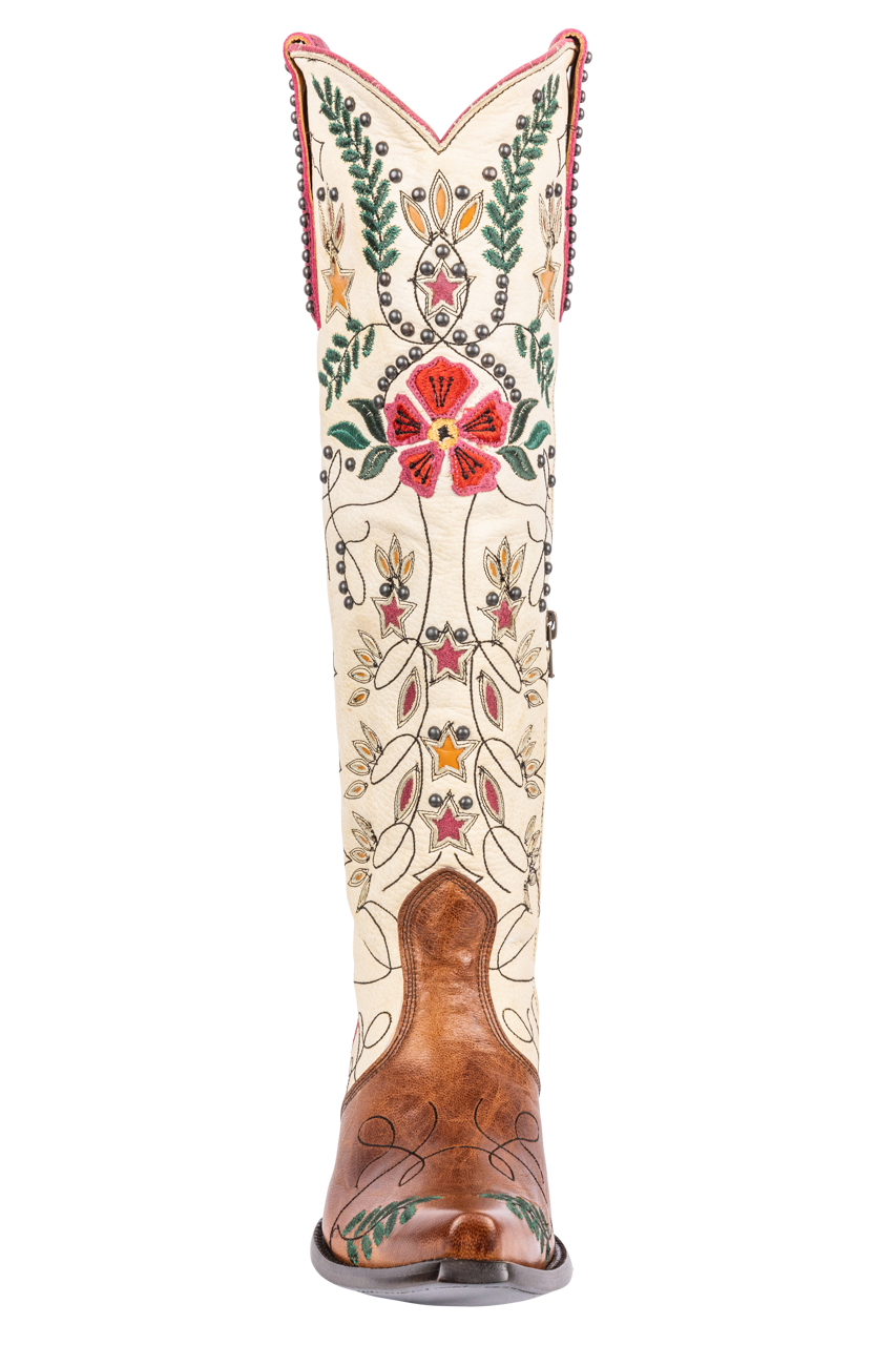 Old Gringo Full Bloom Cowgirl Boots in Cream - Stylish Western Boots for Women | Perfect for Rodeo, Country Dancing & Fashion Outfits