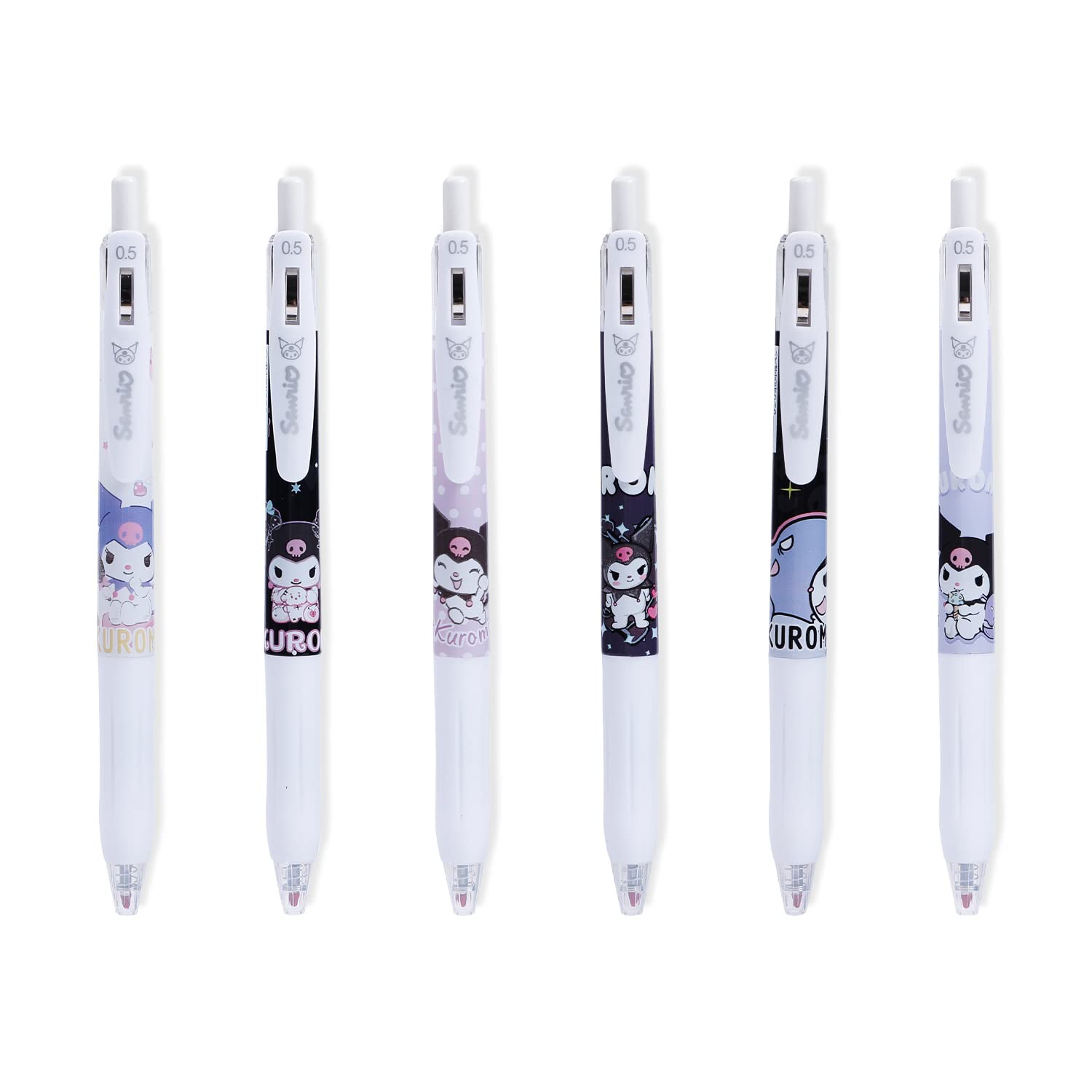 G-Ahora 6-Pack Cute Devil Kitty Cat Gel Pens - 0.5mm Fine Point Black Ink Cartoon Pens for School, Office & Journaling - Kawaii Stationery Gift for Girls & Teens