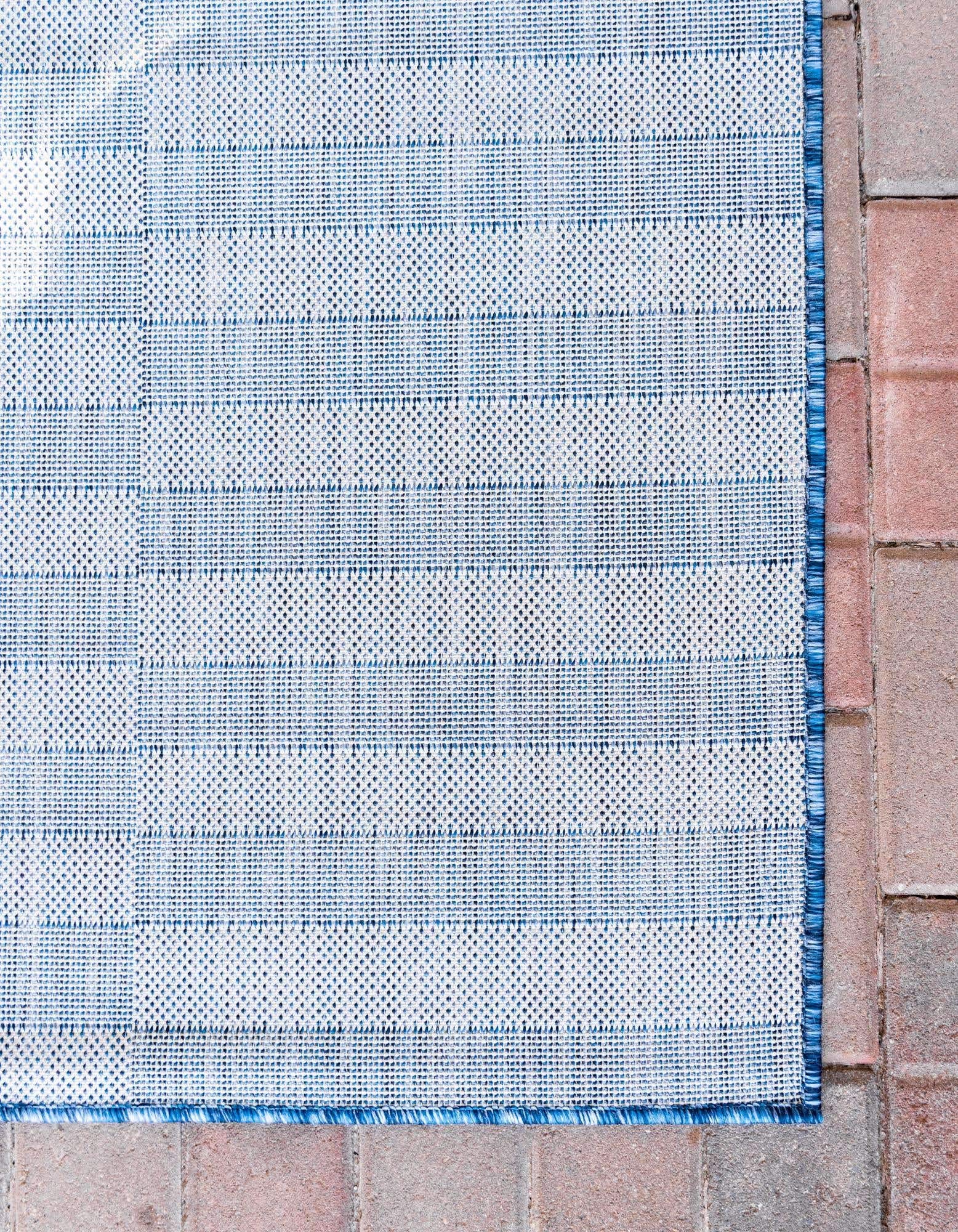 Unique Loom Classic Stripes Indoor/Outdoor Area Rug - 9'x12' Navy Blue & Ivory - Perfect for Patio, Deck, Sunroom or Living Room Decor
