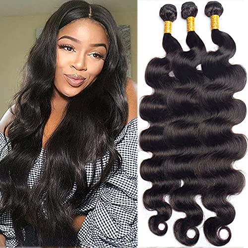 ADOIFAIR 20 22 24 Inch Body Wave Human Hair Bundles - 12A Unprocessed Remy Brazilian Hair Weft Extensions for Black Women | Natural Look for Daily Wear, Styling & Special Occasions