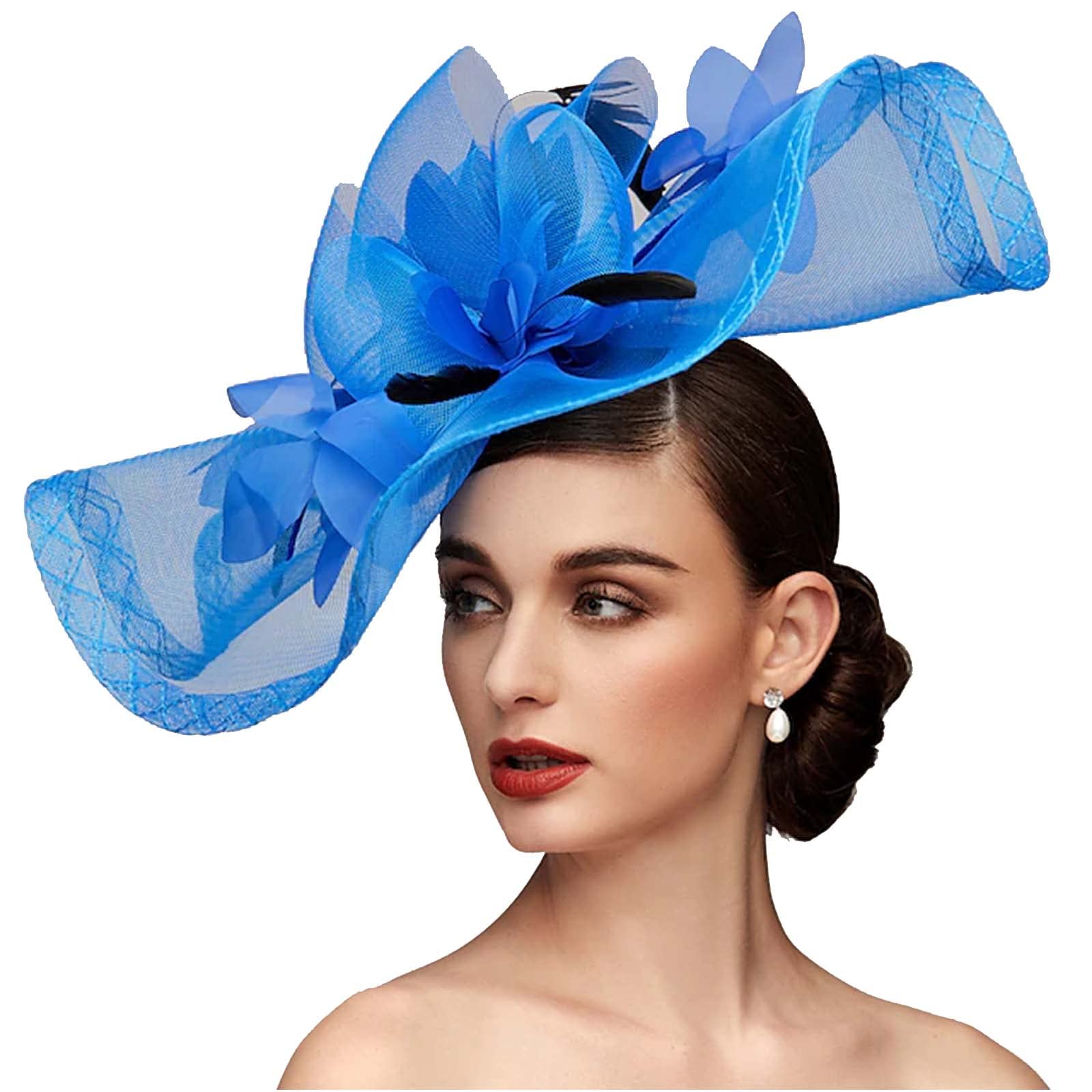 Elegant Mesh Floral Feather Fascinator Headband for Women - Wedding, Cocktail Party, Tea Party, Special Occasions & Formal Events - Perfect Bridal Accessory & Ladies' Hat for Royal Races, Garden Parties & Evening Galas