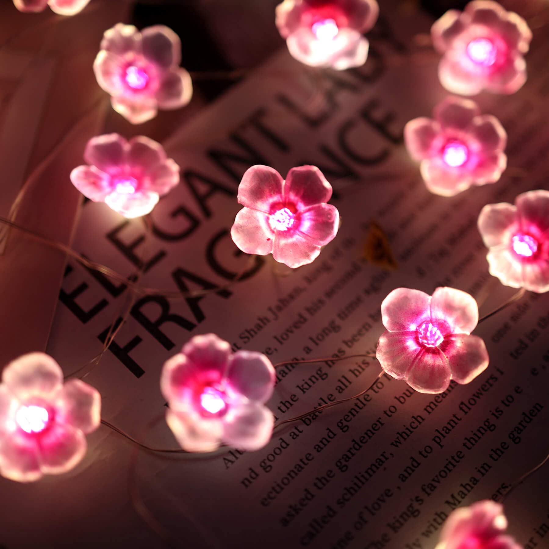 Cherry Blossom Fairy String Lights - 10ft 30LED Sakura Pink Flower Lights with Timer & Remote Control, Romantic Floral Garland for Bedroom, Wedding, Party, Garden & Home Décor