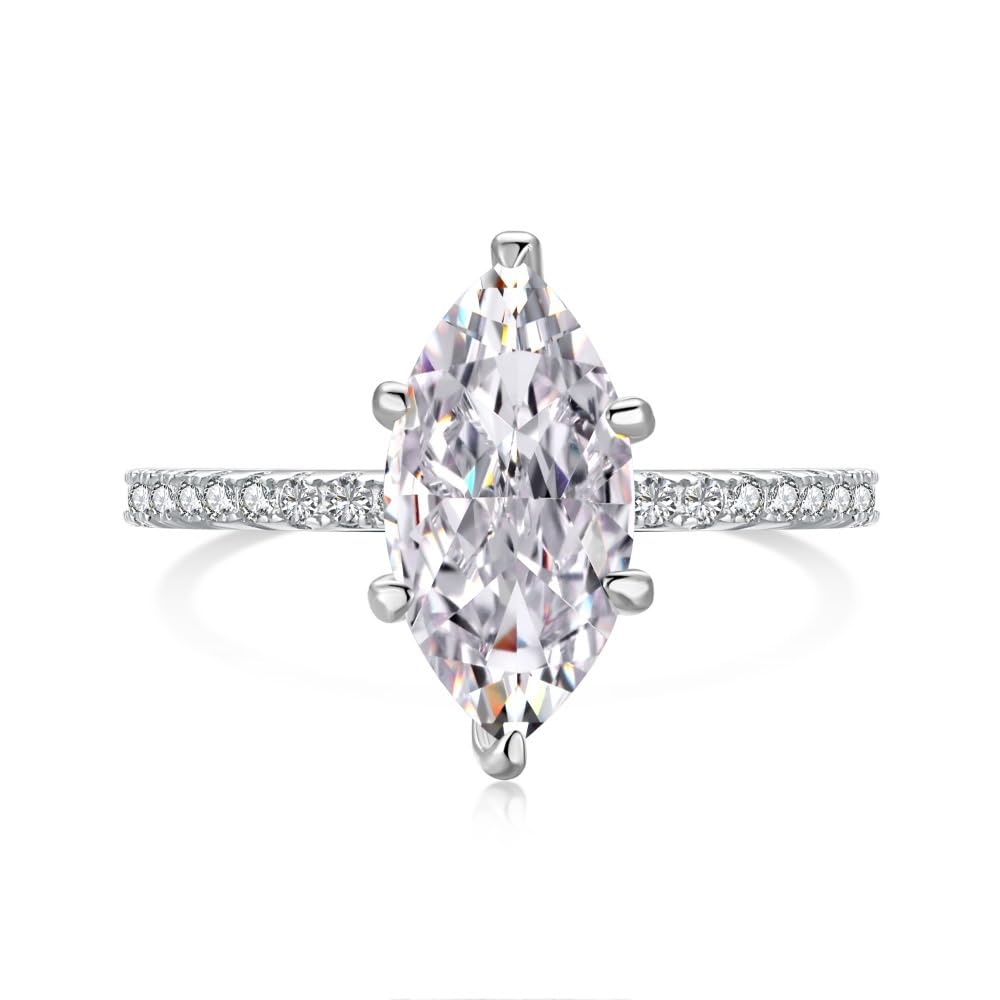 1.5CT Lab Grown Marquise Diamond Engagement Ring for Women - 18K White Gold Plated D Color VVS1 Clarity Promise/Wedding/Anniversary Ring - Perfect for Proposals, Bridal Jewelry & Special Occasions