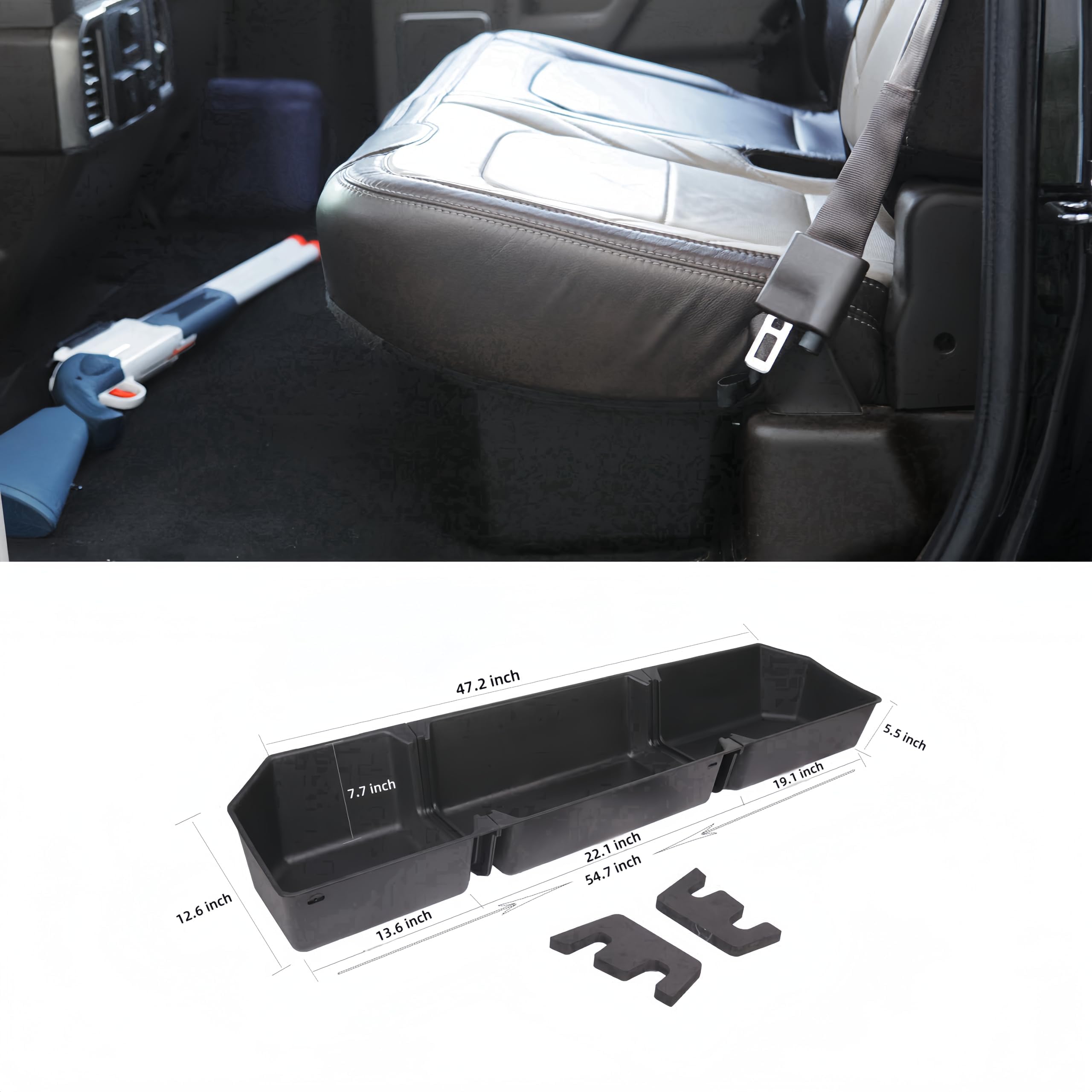 2015-2024 Ford F150 SuperCrew & Crew Cab Under Seat Storage Organizer Box with Dividers - Truck Rear Seat Storage Solution for Tools, Gear & Car Accessories | Perfect for Road Trips & Work Essentials