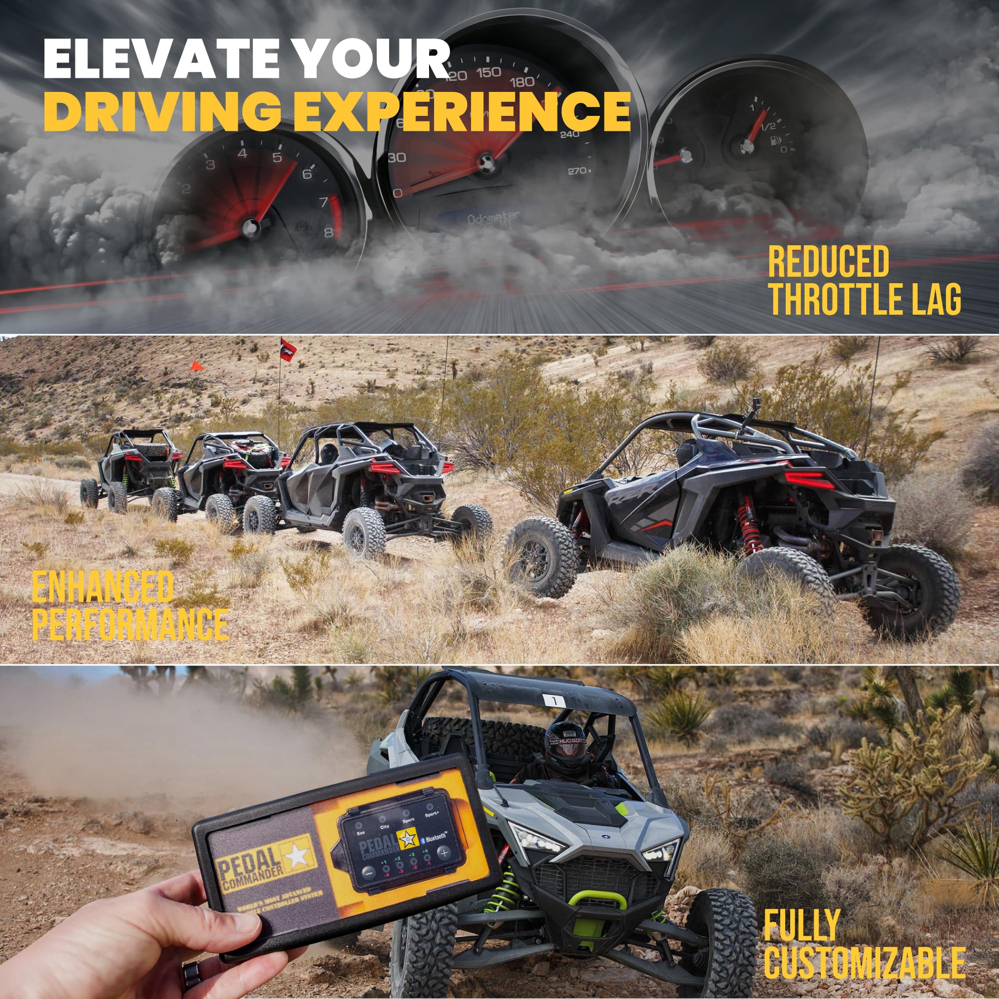 PEDAL COMMANDER Throttle Response Controller for Polaris RZR Models 2015-2025 - Compatible with Trail, RS1, XP, Turbo S, 570, 800, 900, Ranger & General - Off-Road Performance Upgrade for Enhanced Acceleration & Control