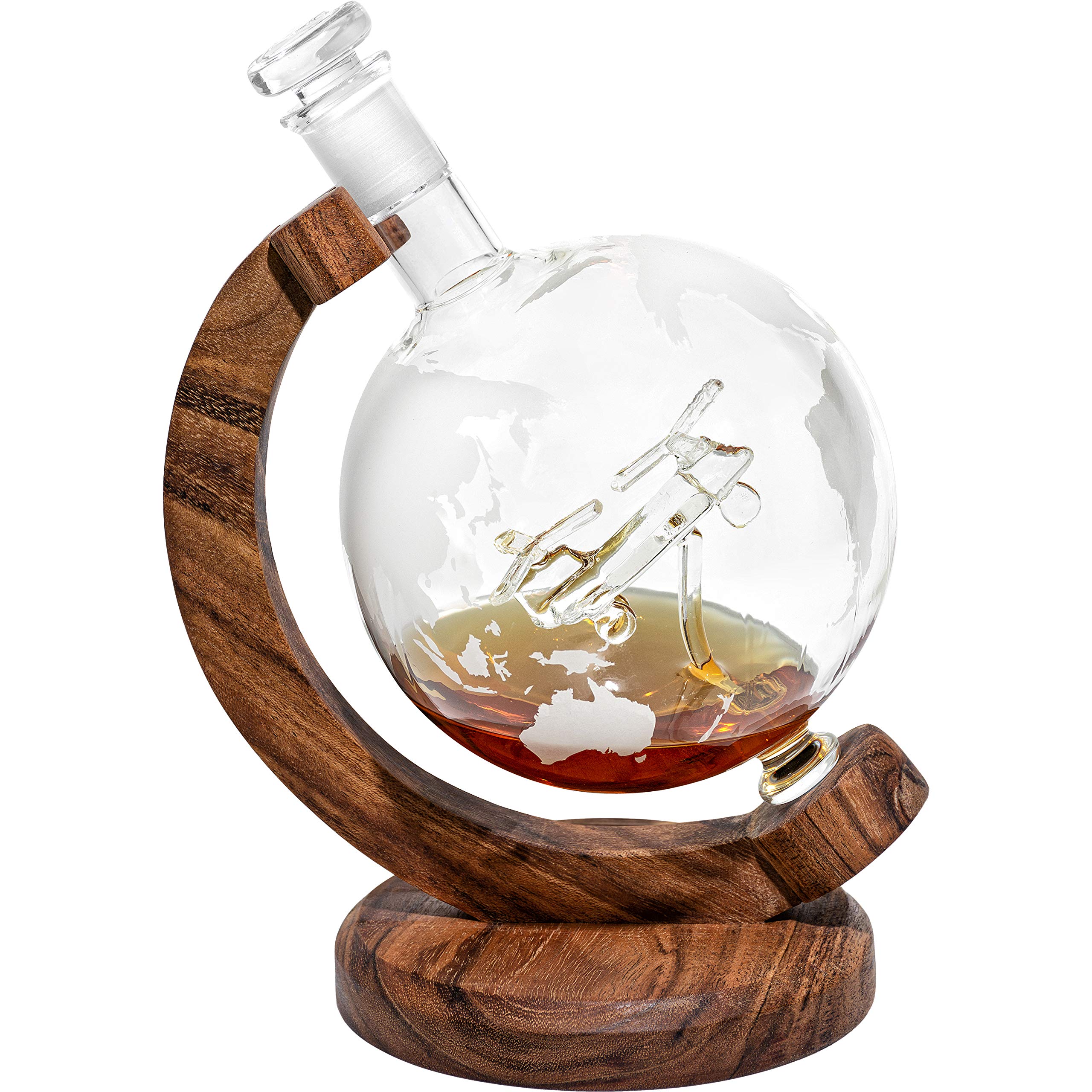 CH-46 Sea Knight Whiskey Decanter with Etched Globe & CH-46 Helicopter Inside - Unique Military Gift for Air Force Pilots, Retirement, Promotion - Personalized Aviation-Themed Liquor Decanter for Whiskey Lovers & Collectors - Perfect for Home Bars, Man Caves & Special Occasions