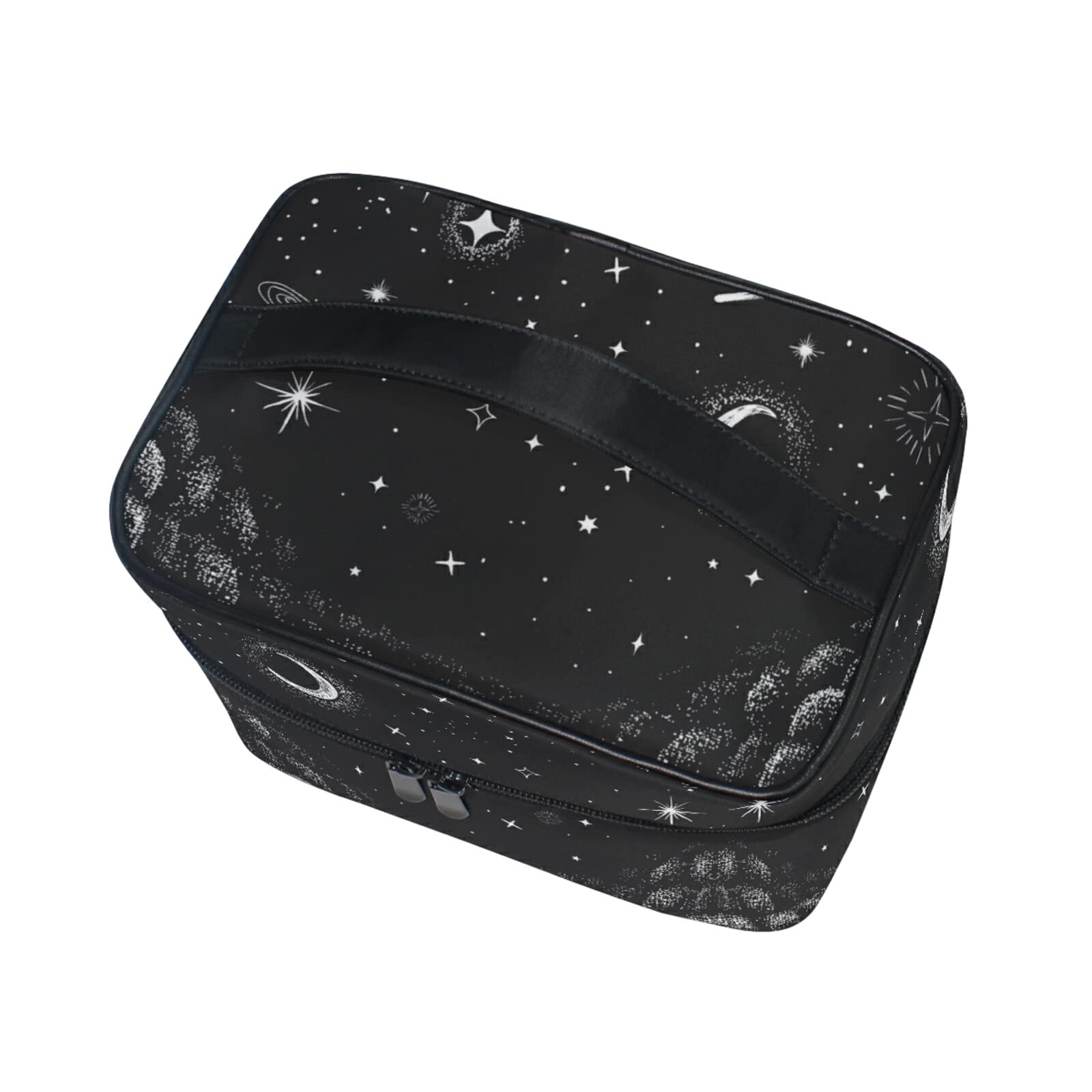 Starry Night Moon Cosmetic Bag - Waterproof Makeup Pouch with Zipper for Women & Girls | Travel Toiletry Organizer for Cosmetics, Brushes & Essentials