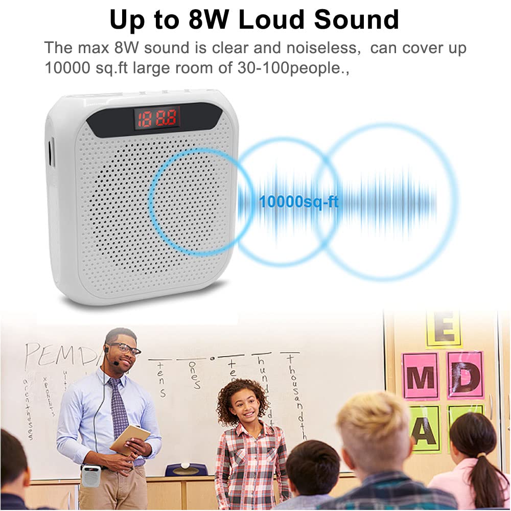 Portable Voice Amplifier with 2200mAh Rechargeable Battery - Wireless Headset Microphone & Speaker System for Teachers, Public Speaking, Meetings, Yoga Classes, Tour Guides, and Outdoor Events (Black) - Perfect for Lectures, Presentations, and Large Group Instruction