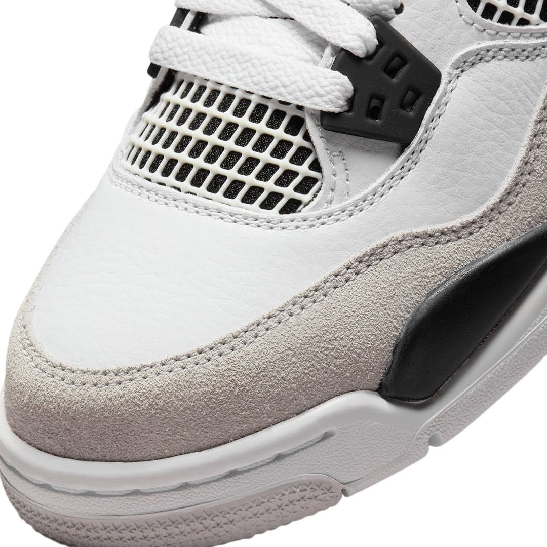 Air Jordan 4 Retro GS Sneakers - Military Black/White/Neutral Grey - Basketball Shoes for Women & Girls - Perfect for Court Play & Street Style Fashion