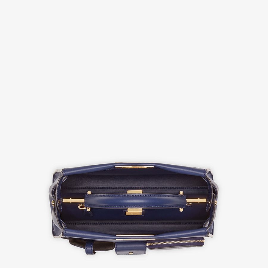 Fendi Peekaboo Mini Blue Leather Handbag for Women | Luxury Designer Crossbody Bag | Perfect for Parties, Work & Everyday Use