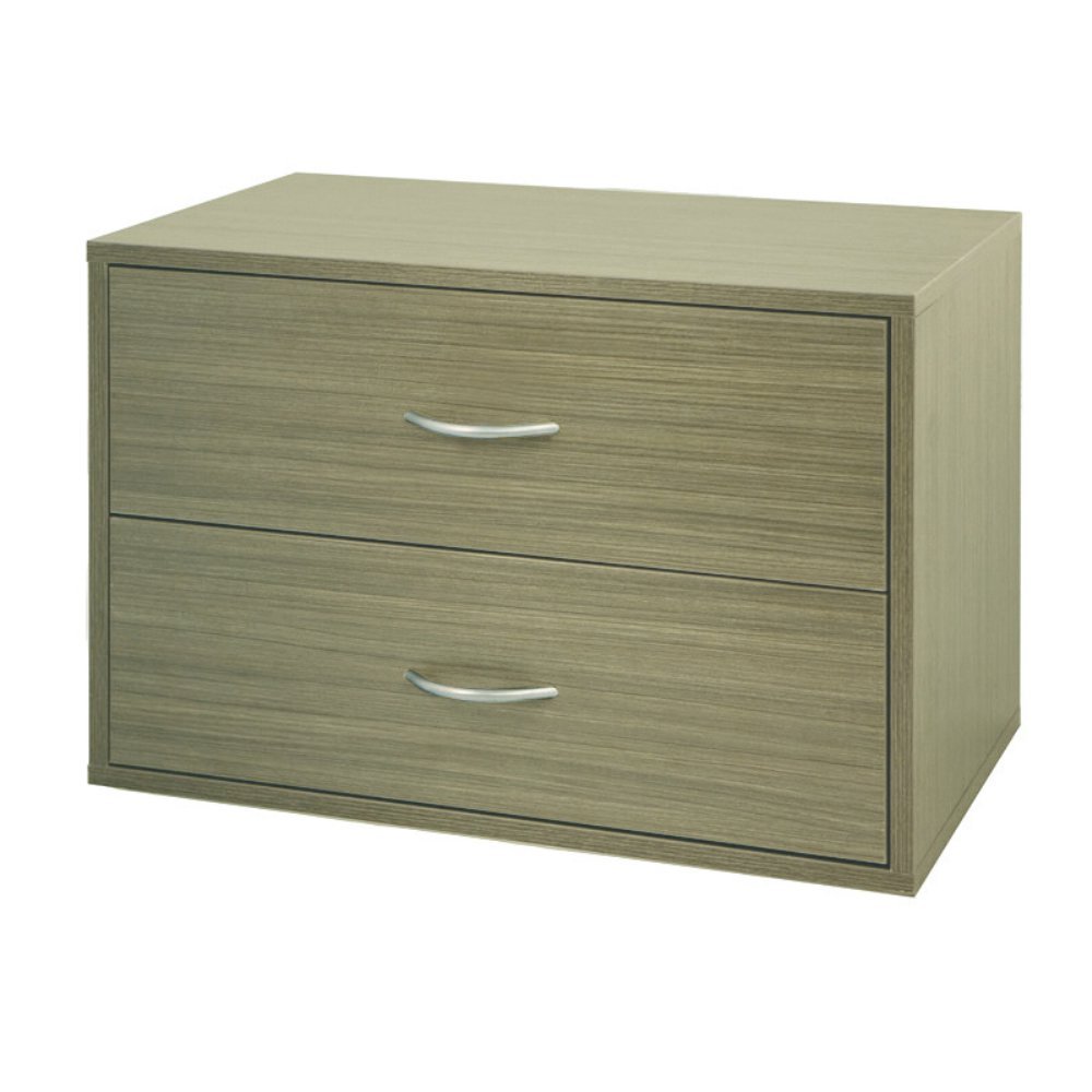 FreedomRail 2-Drawer OBox Organizer - Driftwood Finish | Closet Storage Solution for Bedroom, Bathroom & Office Organization