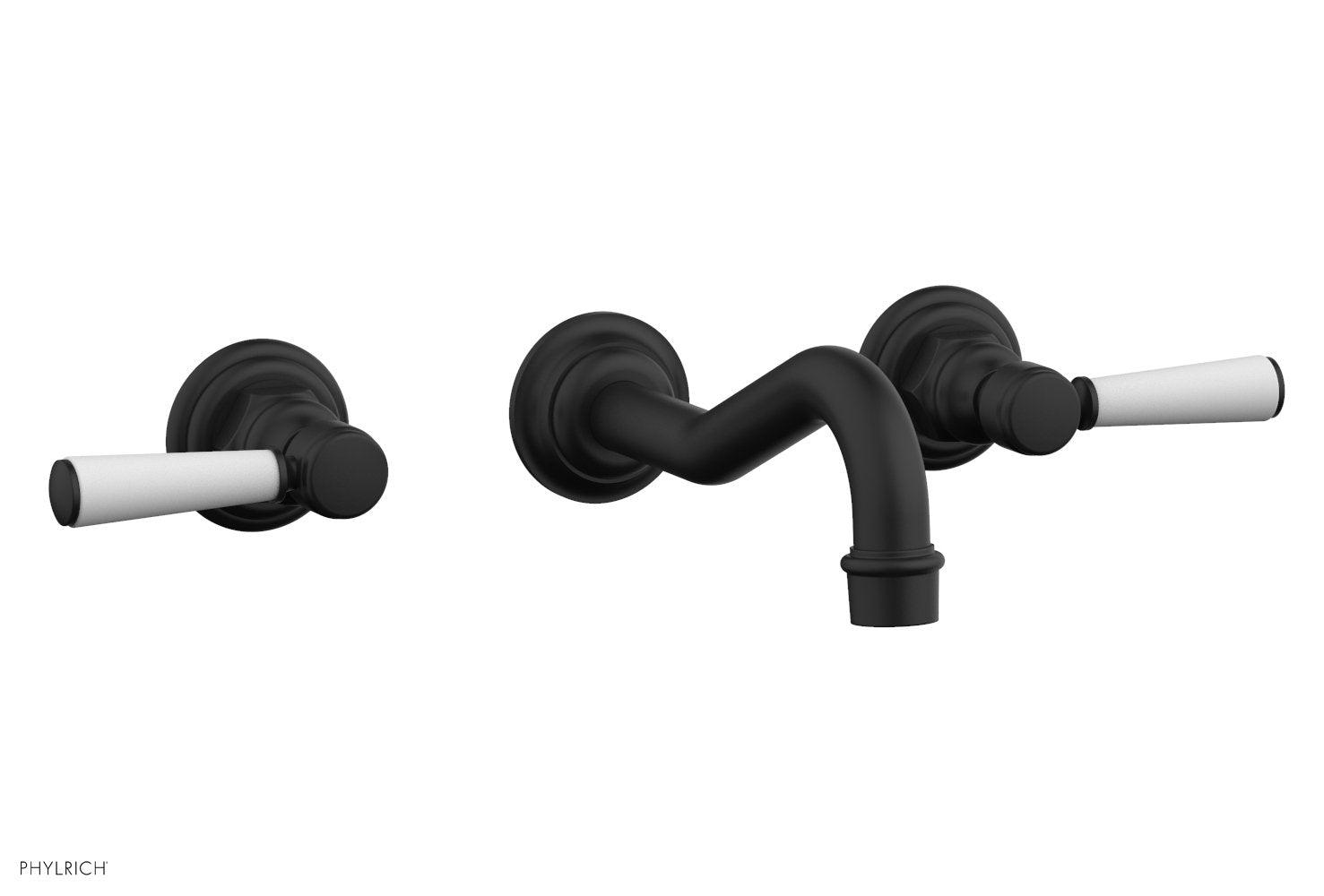 HENRI Wall Lavatory Set - Satin White Lever Handles 161 12 | Modern Bathroom Faucet for Sink | Perfect for Home, Hotel & Commercial Use