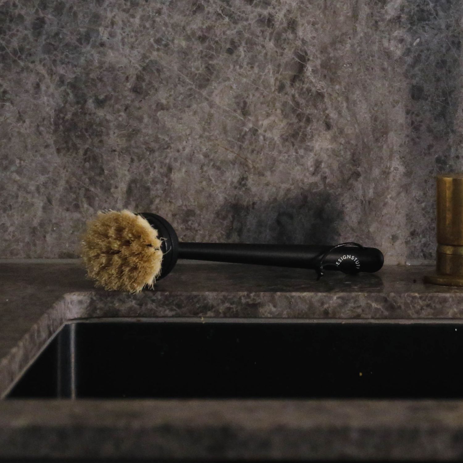 Eco-Friendly Dish Brush with Wooden Handle - Biodegradable Kitchen Cleaning Brush for Sinks, Dishes, and Pots - Sustainable Dishwashing Brush for Eco-Conscious Homes (Black)