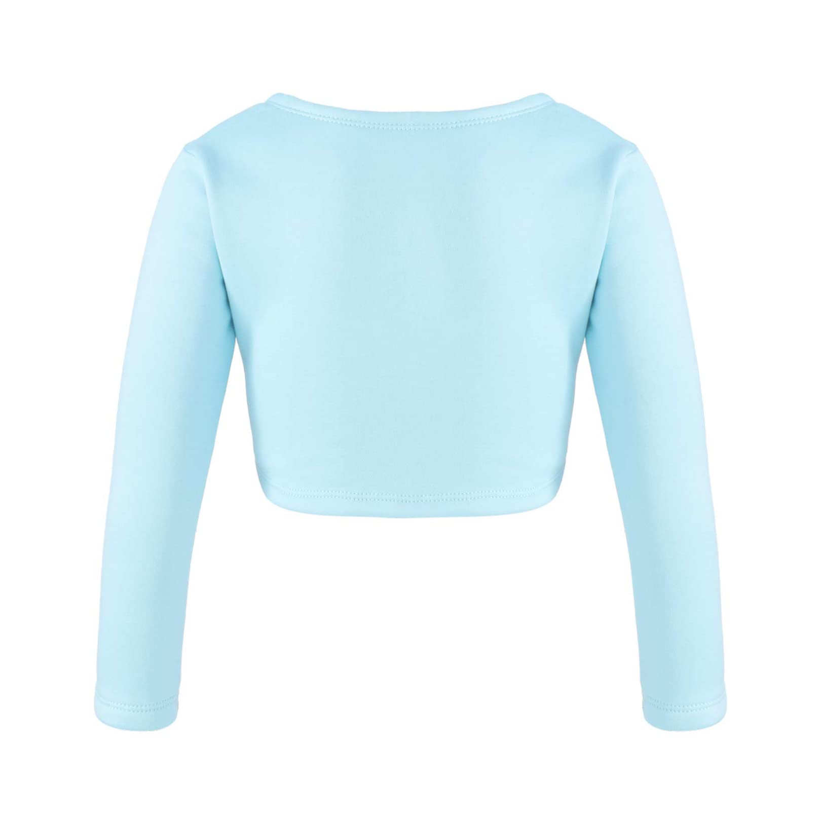 EasyForever Girls' Thick Knot Ruched Ballet Dance Crop Top - Long Sleeve Wrap Sweater Shrug for Dance Class, Performance & Casual Wear