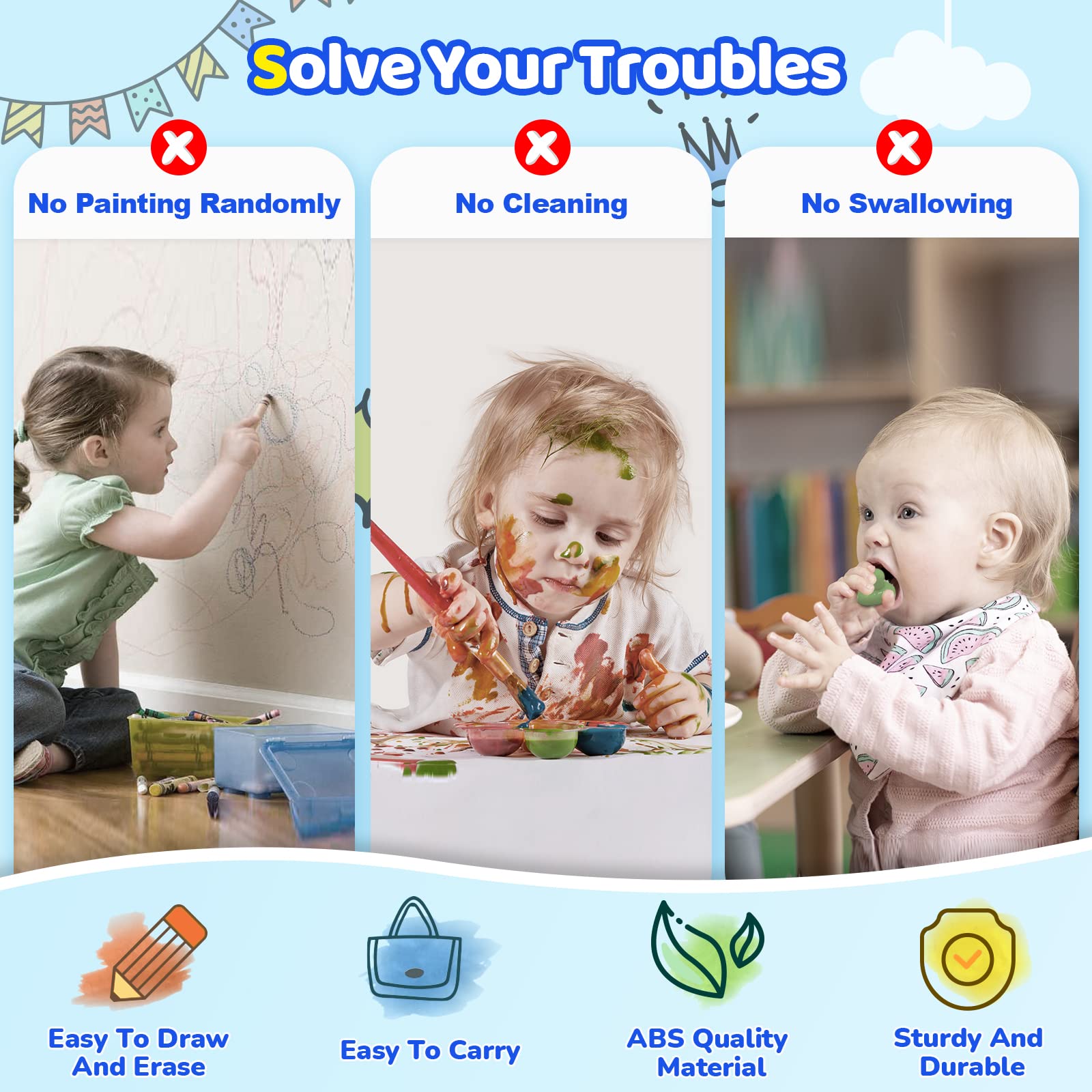 Magnetic Drawing Board for Toddlers 1-3 - Educational Doodle Pad for Kids Birthday Gift - Perfect for Home & Travel Play
