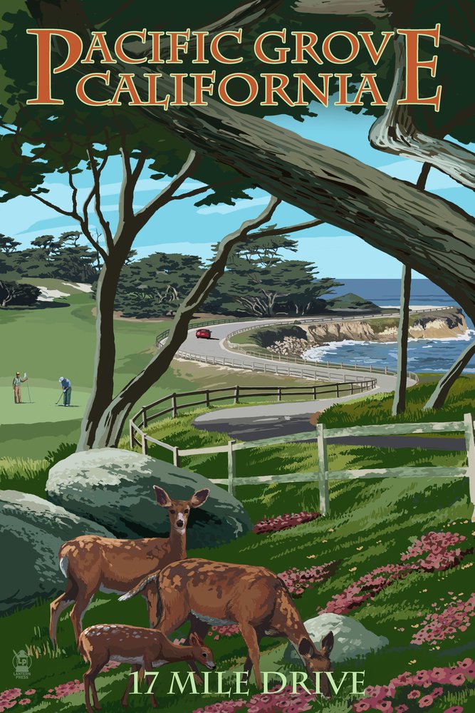 Pacific Grove California 17 Mile Drive 55334 - 24x36 Signed Art Print Wall Decor Poster | Coastal Landscape Photography for Living Room, Office & Bedroom Decor