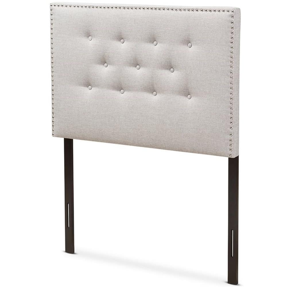 Baxton Studio Windsor Tufted Twin Panel Headboard - Grayish Beige Upholstered Bed Frame Headboard for Bedroom Decor | Perfect for Guest Rooms, Master Bedrooms & Apartment Living