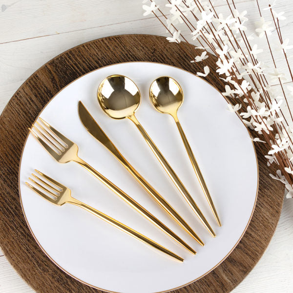 Premium 40-Piece Gold Flatware Set for 8 - Elegant Stainless Steel Cutlery Set with Mirror Finish for Wedding, Dinner Party & Formal Dining