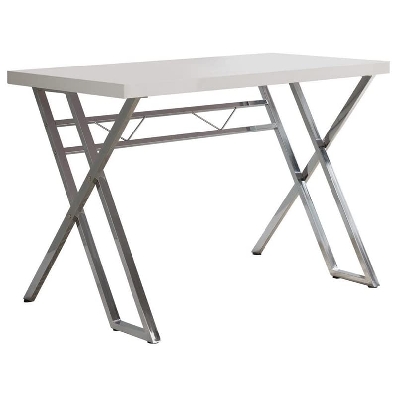 Modern White Wood Top & Metal Base Computer Desk for Home & Office - Ergonomic Workstation for Study, Gaming, and Remote Work