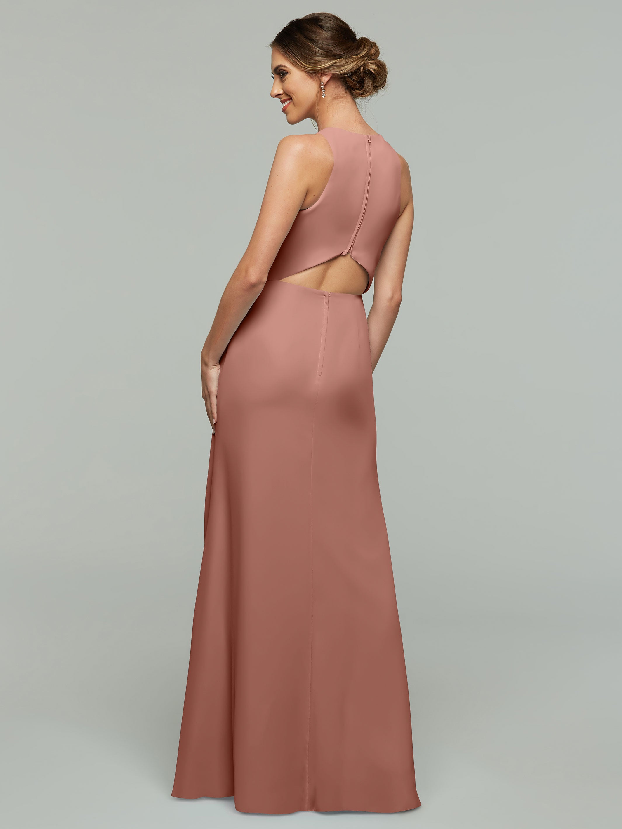 Elegant 80175 Chiffon A-Line Bridesmaid Dress with Plunging Halter Neckline - Perfect for Weddings, Formal Events & Special Occasions