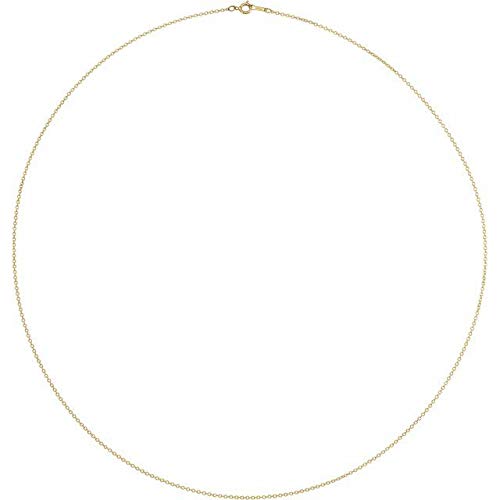 14K Yellow Gold 1mm Solid Cable Chain Necklace 15