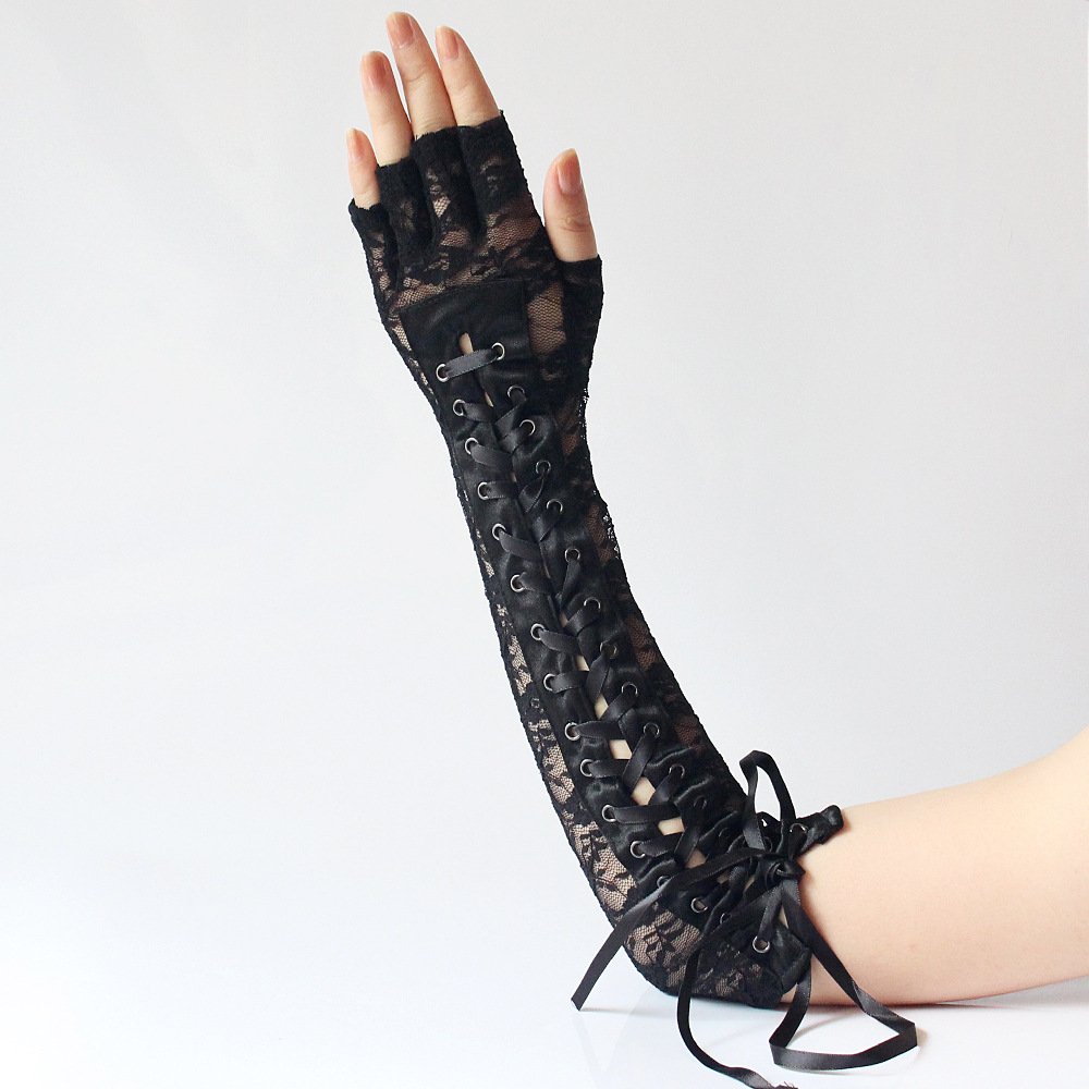 Steampunk Fingerless Lace Gloves for Women - Adjustable Long Gloves for Evening Parties, Weddings & Cosplay | Perfect for Bridal, Victorian & Gothic Fashion Outfits