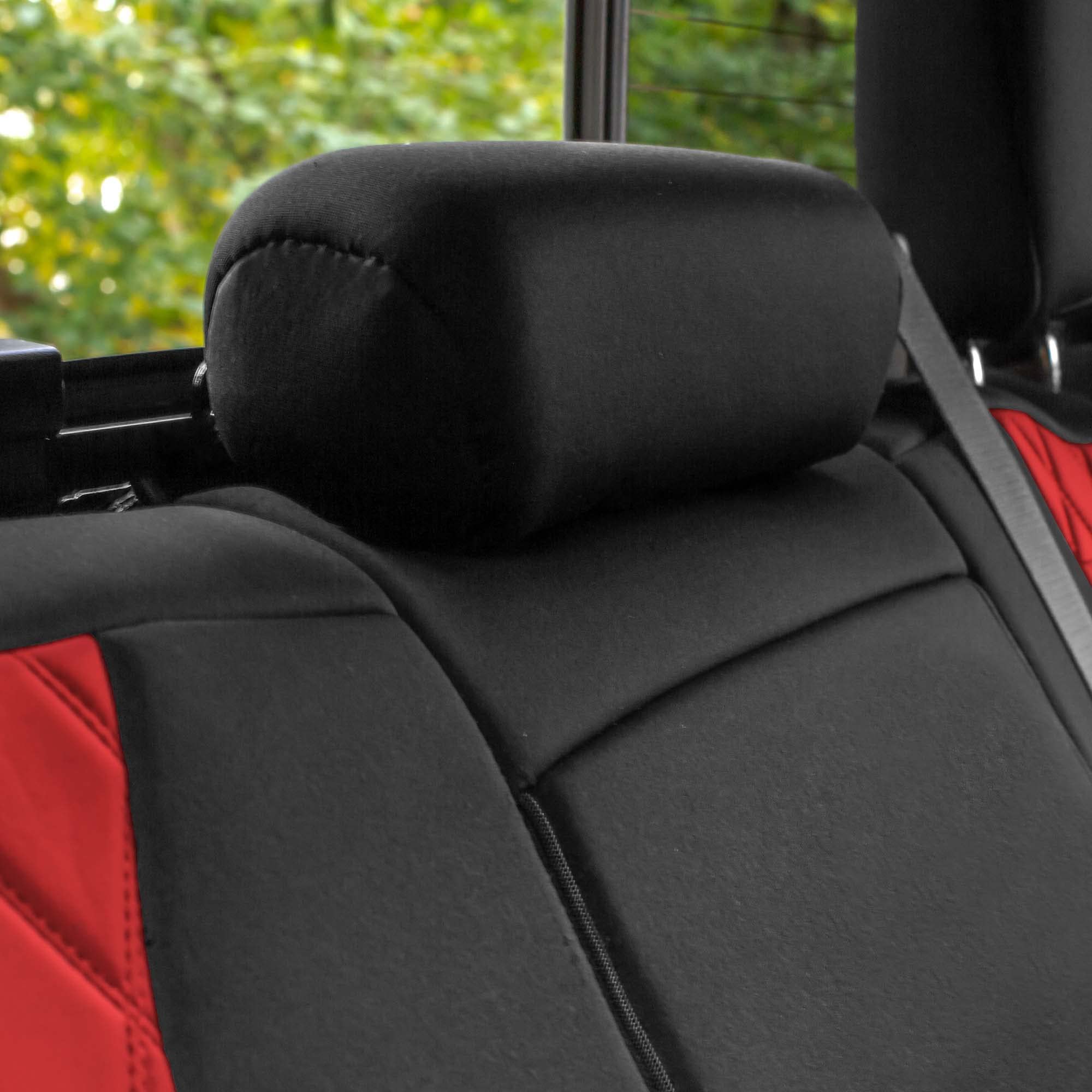 FH Group Custom Fit Neoprene Water Resistant Seat Covers for 2019-2023 GMC Sierra 1500/2500HD/3500HD SLT AT4 Denali - Rear Set Red | Durable Car Seat Protectors for Trucks & SUVs | Perfect for Off-Roading, Camping & Work Commutes