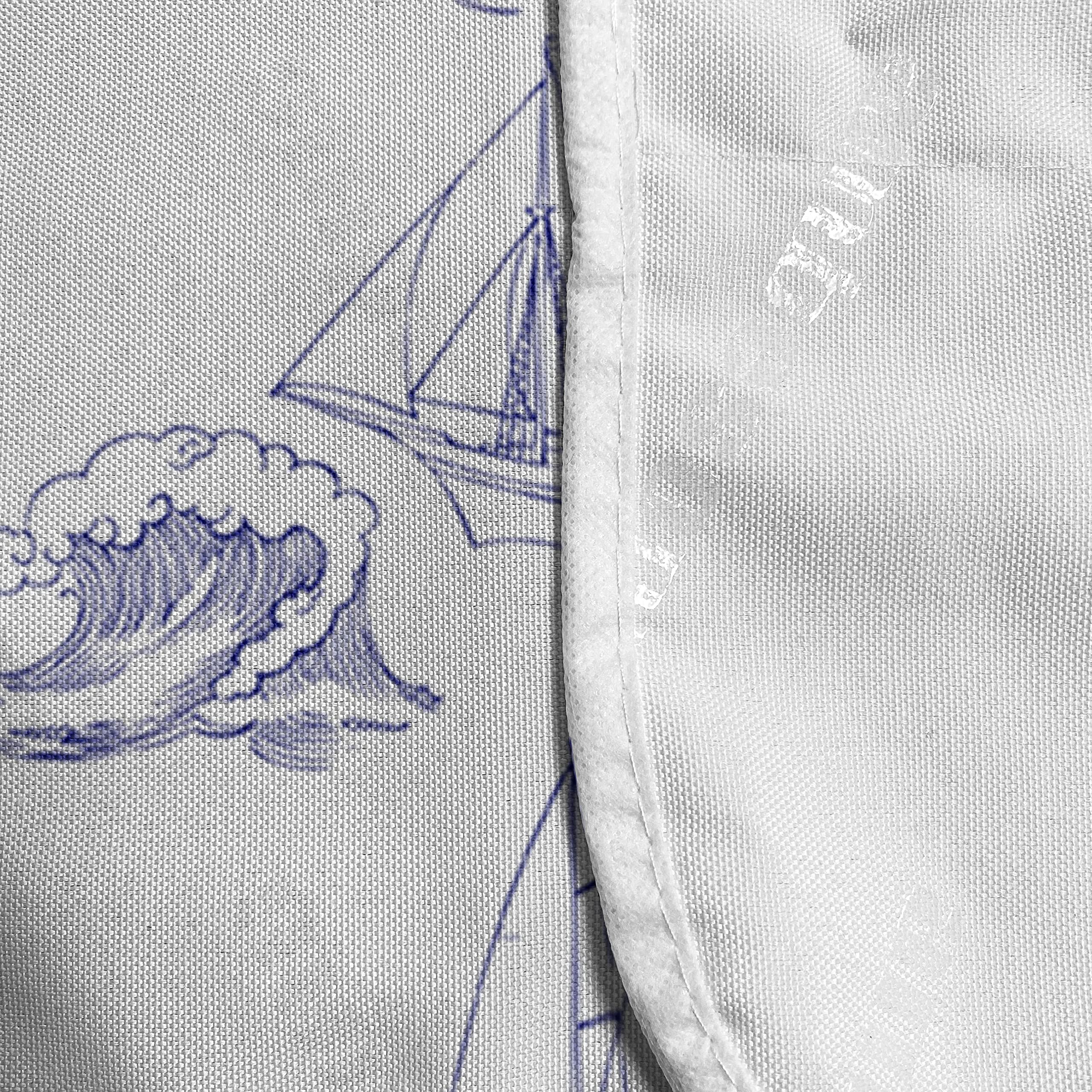 Ambesonne Waterproof Microwave Cover with Ships & Waves Nautical Design - 36