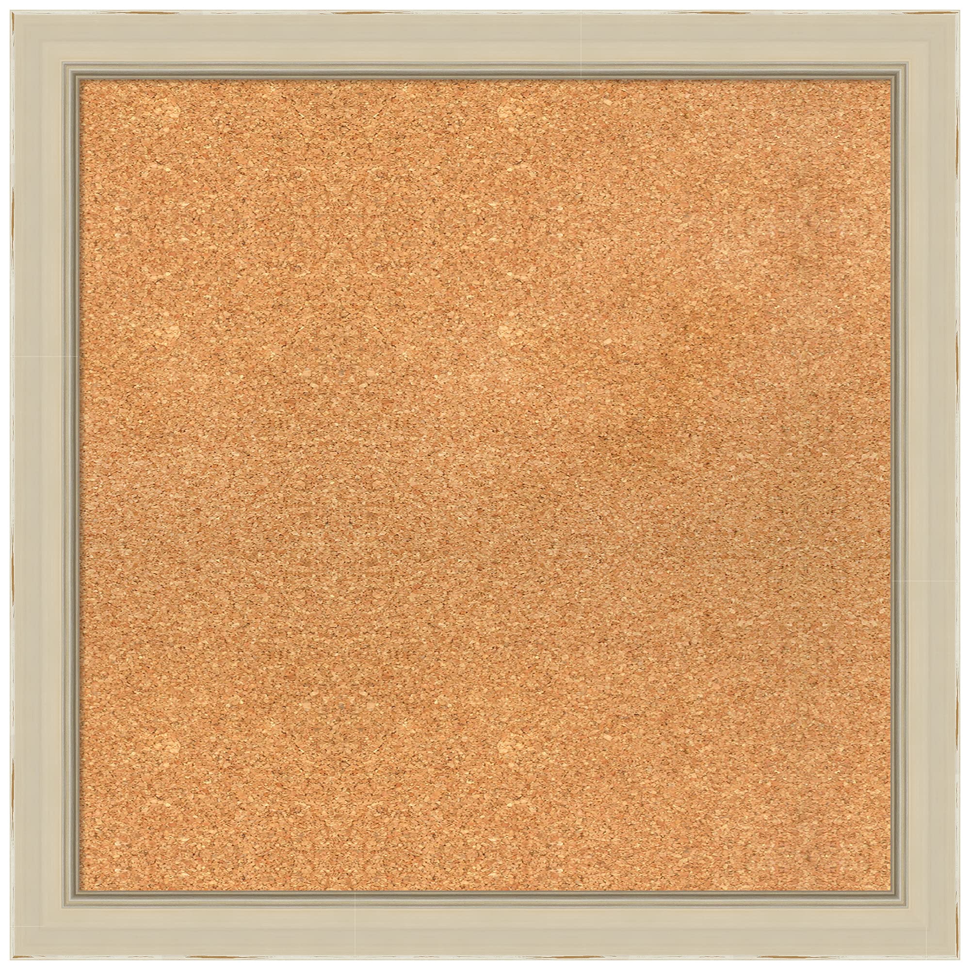 Amanti Art 25x25 Inch Natural Cork Bulletin Board with Parthenon Cream Wood Frame - Custom Sizes Available - Pin Board for Office, Home & Classroom Organization - Perfect for Notes, Photos & Reminders