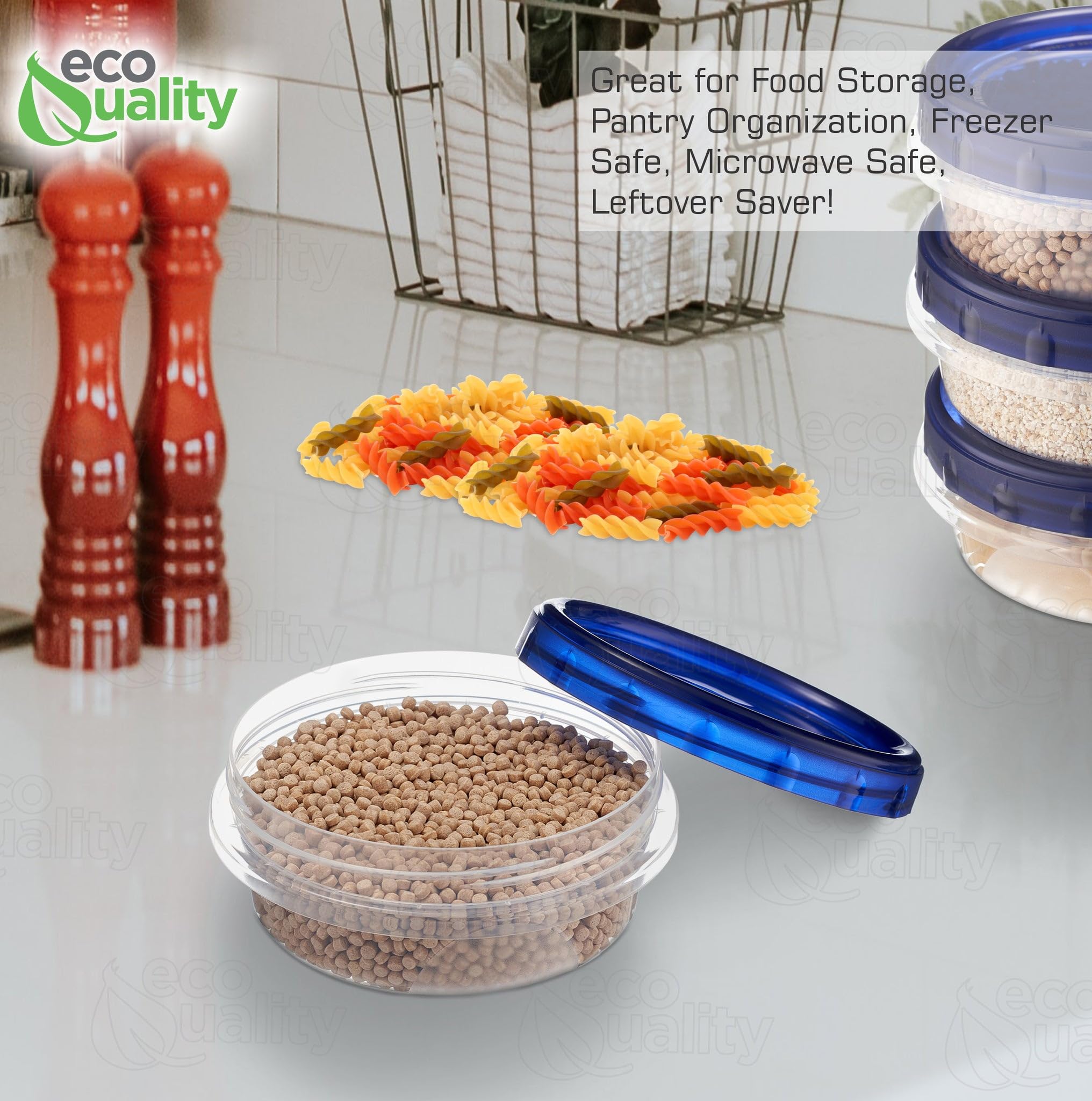 12 Pack 8oz Airtight Plastic Food Storage Containers with Twist & Seal Lids - Leak Proof, BPA Free, Reusable & Stackable Canisters for Meal Prep, Snacks, Pantry Organization & On-the-Go Food Storage