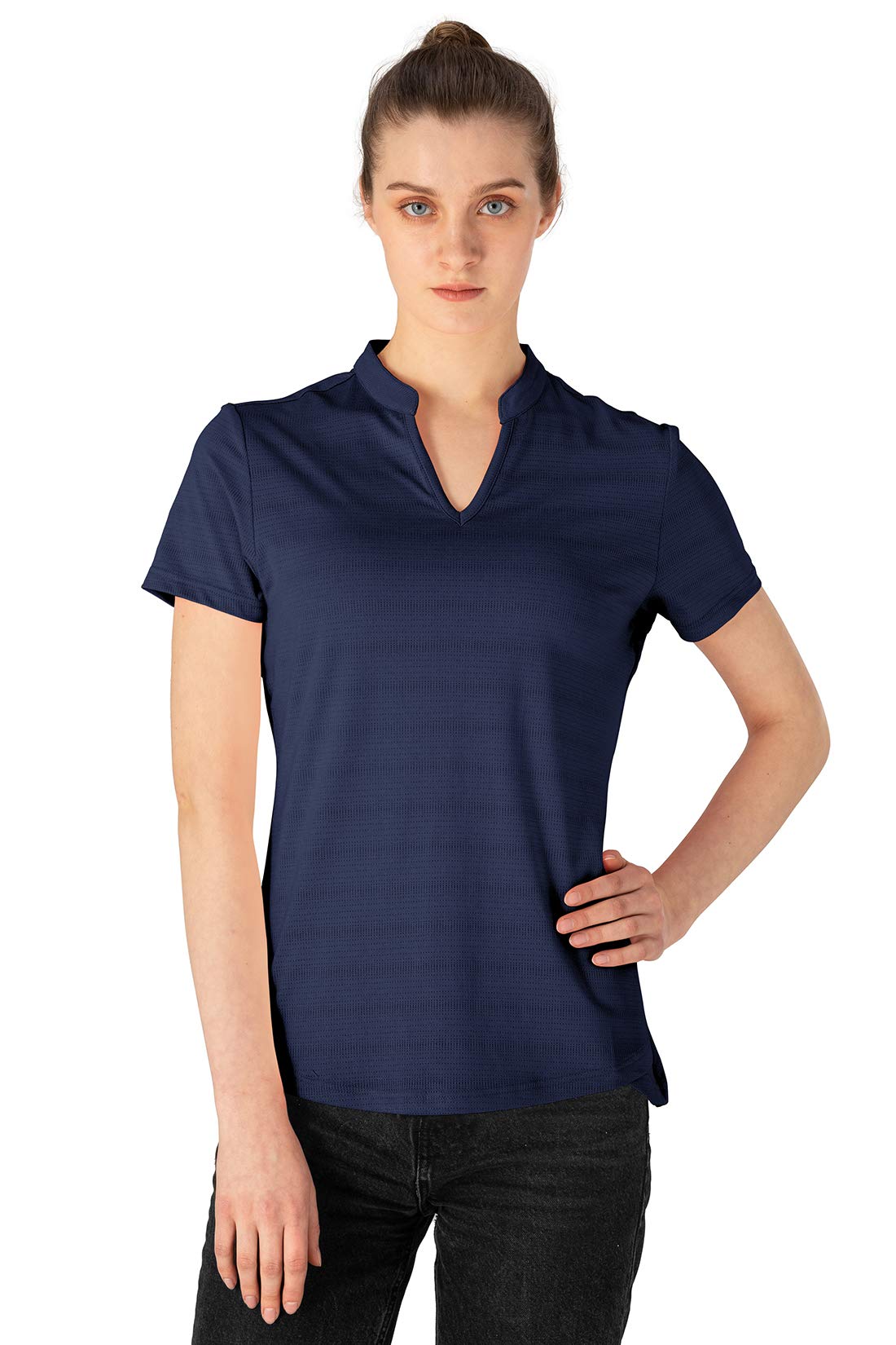 Women's Dry Fit Golf Polo Shirts - Moisture Wicking Short Sleeve V-Neck Collarless Athletic Top | Perfect for Golf, Tennis & Outdoor Sports Activities