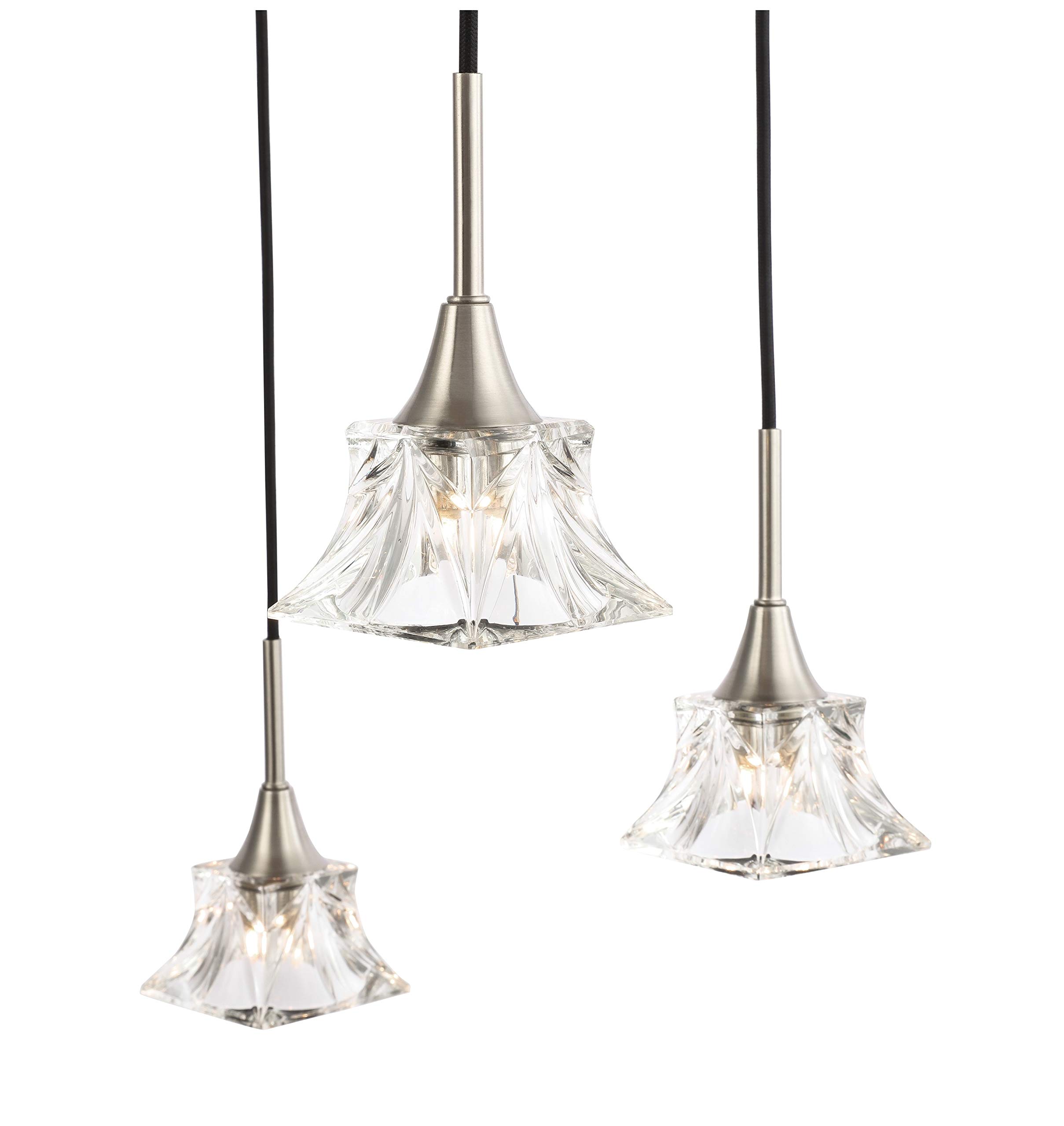 20426STN-C80480 Modern Nickel Pendant Chandelier - Elegant Ceiling Light Fixture for Dining Room, Kitchen Island & Bedroom Lighting
