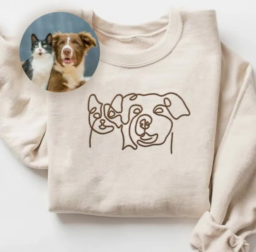 Custom Embroidered Dog Mom Sweatshirt - Personalized Dog Lover Hoodie with Photo Design - Women's Cute Pet Apparel - Perfect Gift for Dog Owners & Best Friend Gifts - Ideal for Casual Wear, Dog Parks & Matching Outfits with Your Pup