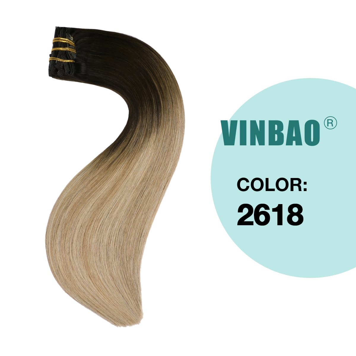 VINBAO 16 Inch Clip in Human Hair Extensions - 100g 6pcs Remy Hair Dark Brown to Dirty Blonde Balayage Straight Thick Hair Wefts (#2/6/18) | Perfect for Daily Styling, Parties & Special Occasions