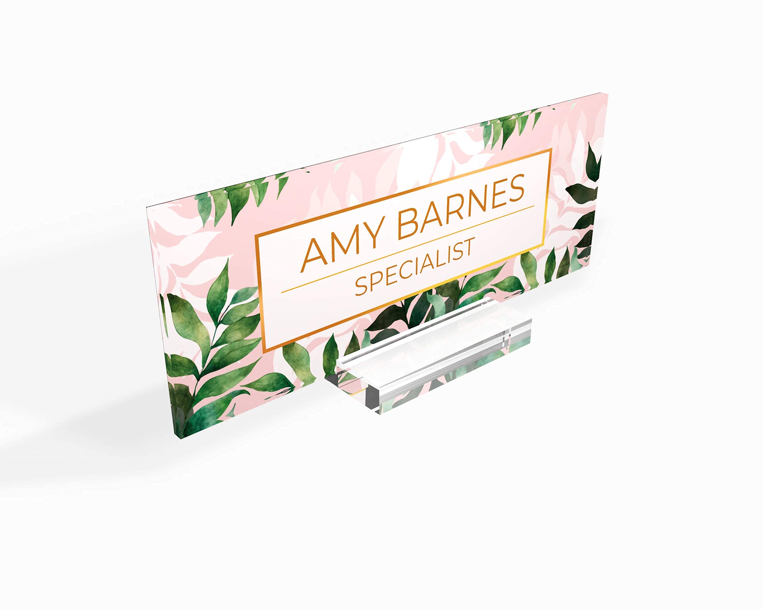 Personalized Desk Name Plate - Modern Office Sign for Women, Home & Teacher Desk Decor - Stylish Tropical Design (8