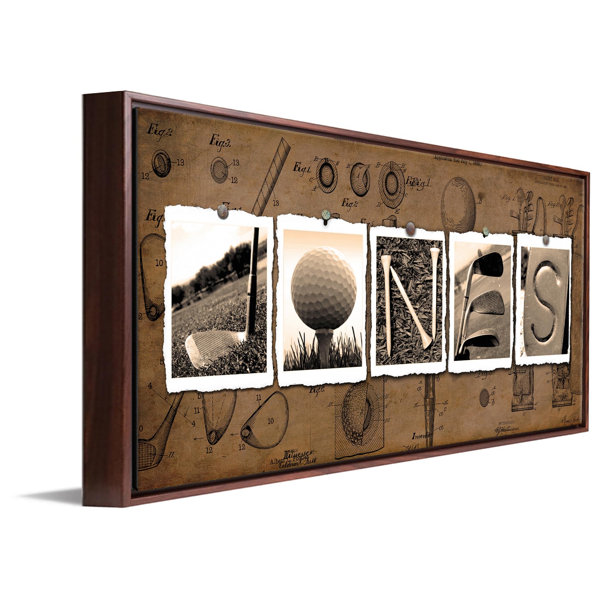 Custom Golf Name Art - Personalized Gift for Golfers & Enthusiasts - Vintage Framed Canvas 13.5x32.5 Inches - Perfect for Home, Office Decor & Special Occasions