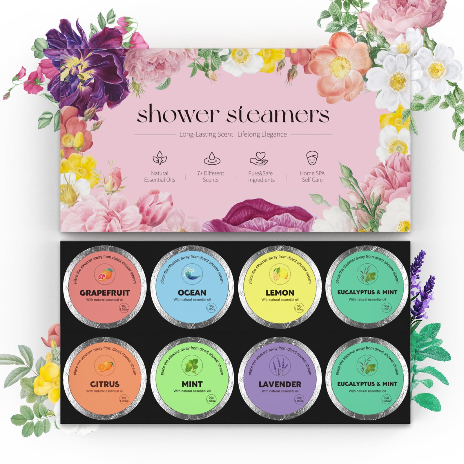 Aromatherapy Shower Steamers 8 Pack - Relaxing Lavender & Eucalyptus Scented Bath Bombs for Stress Relief, Self Care Gifts for Women - Perfect for Spa Nights, Valentine's Day Presents & Home Relaxation