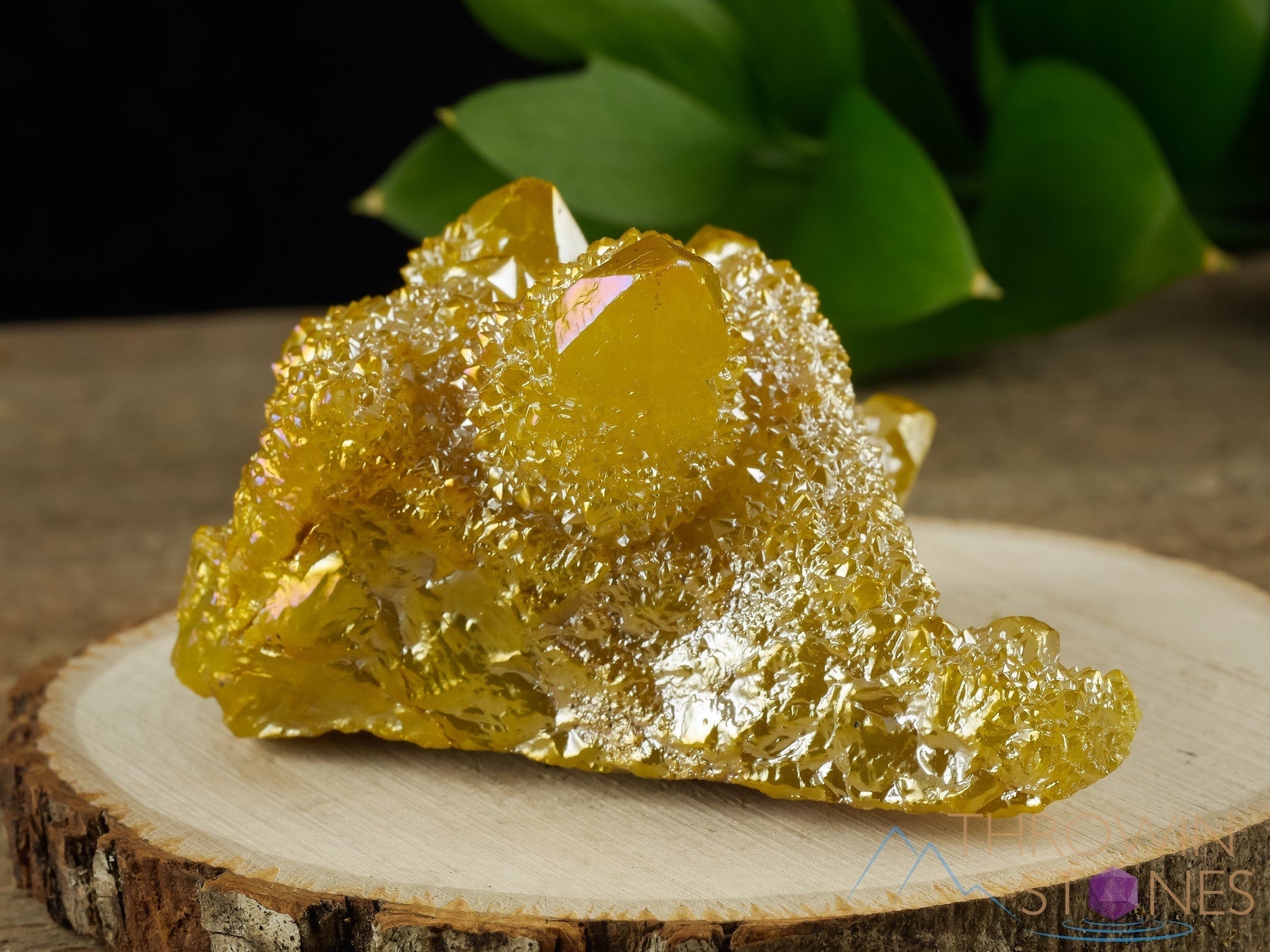 AURA QUARTZ Sunshine Yellow Rainbow Quartz Crystal Cluster - Natural Spirit Quartz for Healing, Meditation & Metaphysical Use - Perfect Crystal Decor for Home, Office & Spiritual Spaces (R0523)