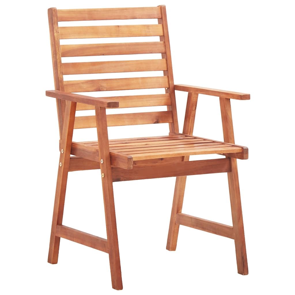 vidaXL 3-Piece Solid Acacia Wood Patio Dining Chairs Set with Waterproof Anthracite Cushions - Rustic Slatted Design Outdoor Furniture for Garden, Deck, Poolside & Backyard Relaxation