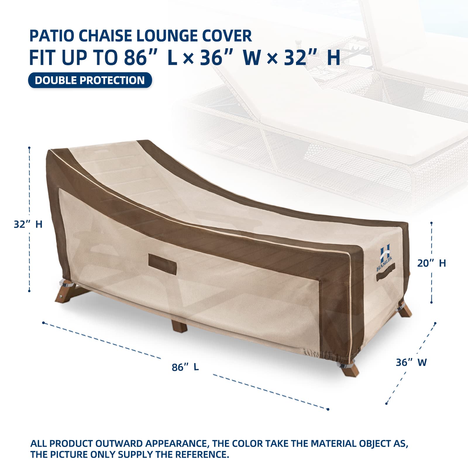 Premium Waterproof Outdoor Chaise Lounge Covers 2-Pack - Heavy Duty Furniture Protector for Patio, Fits 86