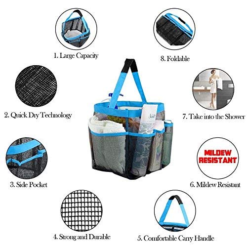iBluelover Shower Caddy Tote - Felt Insert Purse Organizer with Multiple Pockets - Waterproof Bag-in-Bag Handbag for Toiletry & Bath Organization - Perfect for Travel, Gym, and Daily Essentials Storage