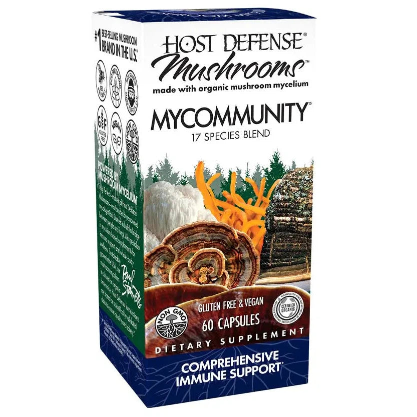 Host Defense MyCommunity® Mushroom Supplement - Organic Immune Support & Wellness Booster for Daily Health, Energy & Vitality | Ideal for Busy Professionals, Athletes & Health Enthusiasts