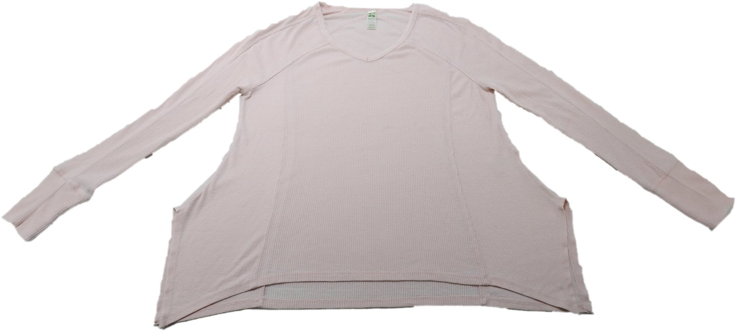 Premium Green Tea Women's Long Sleeve V-Neck Waffle Knit Shirt - Giddy Pink (Large) | Soft & Comfortable Casual Wear for Work, Date Night & Fall Outfits