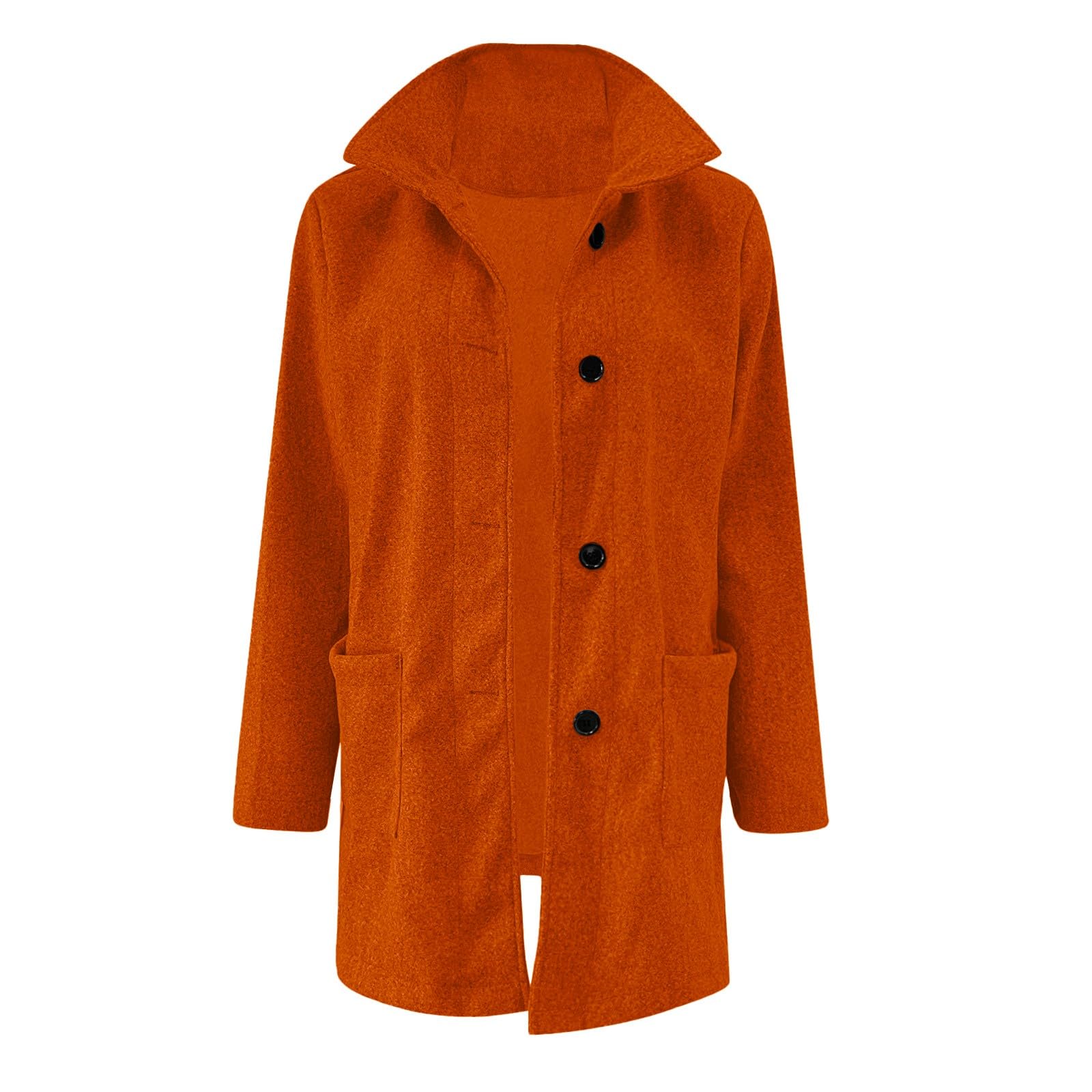 2025 Plus Size Women's Wool Coats - Thickened Stand Collar Single Breasted Casual Jacket with Pockets | Spring Fashion Outerwear for Work, Dating & Daily Wear